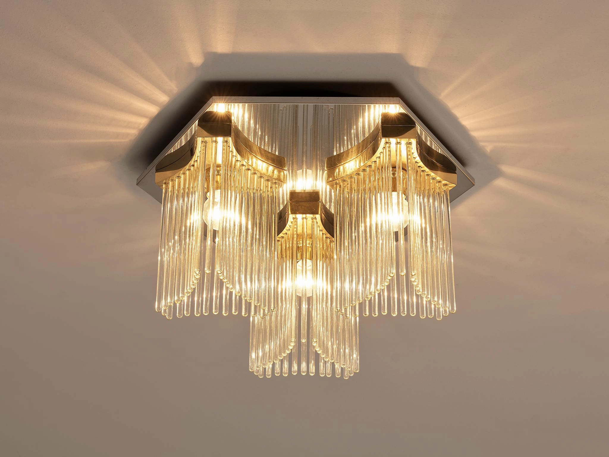 Gaetano Sciolari Ceiling Light in Metal and Glass Knife Set,Kitchen Knives