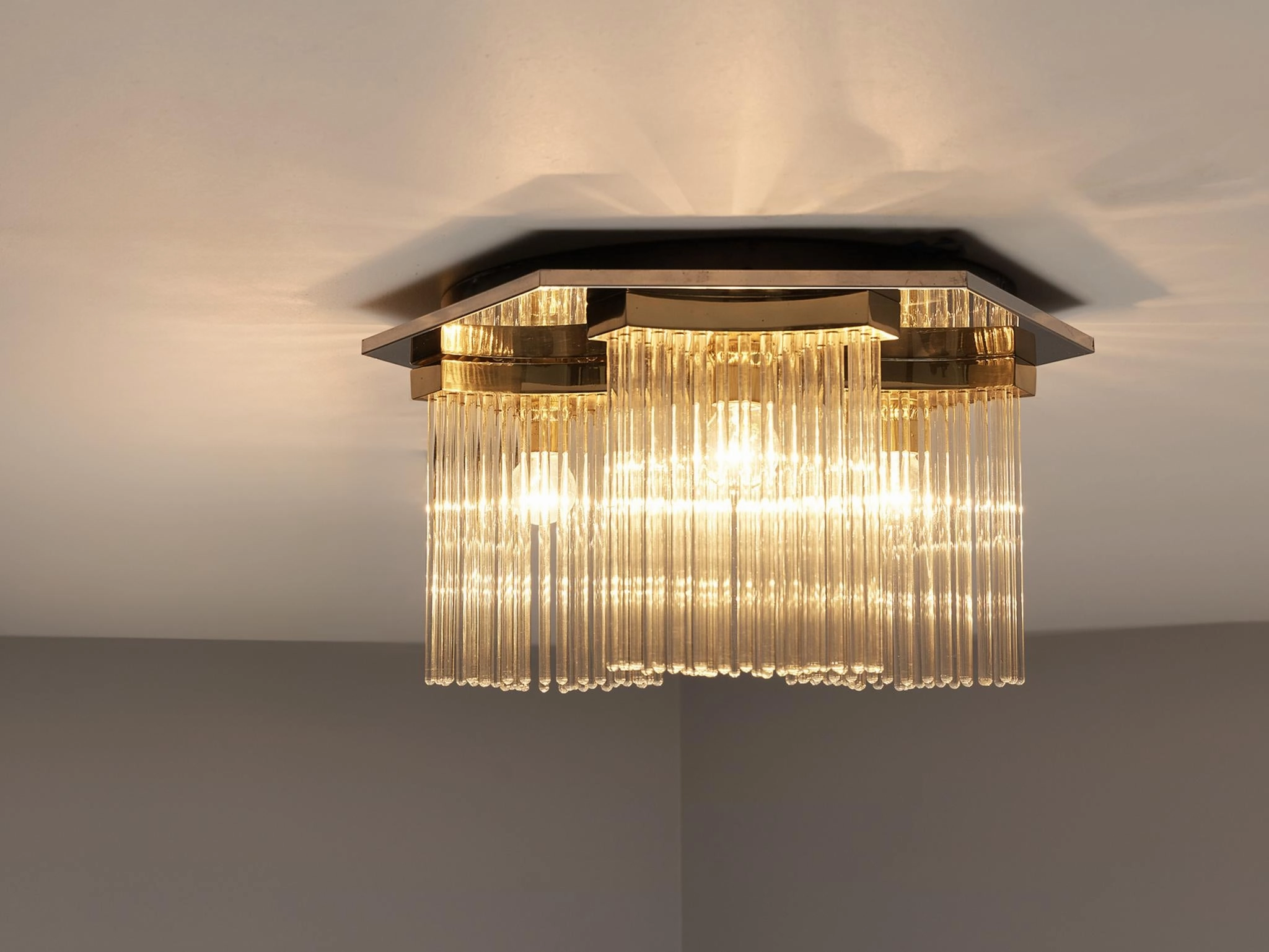 Gaetano Sciolari Ceiling Light in Metal and Glass