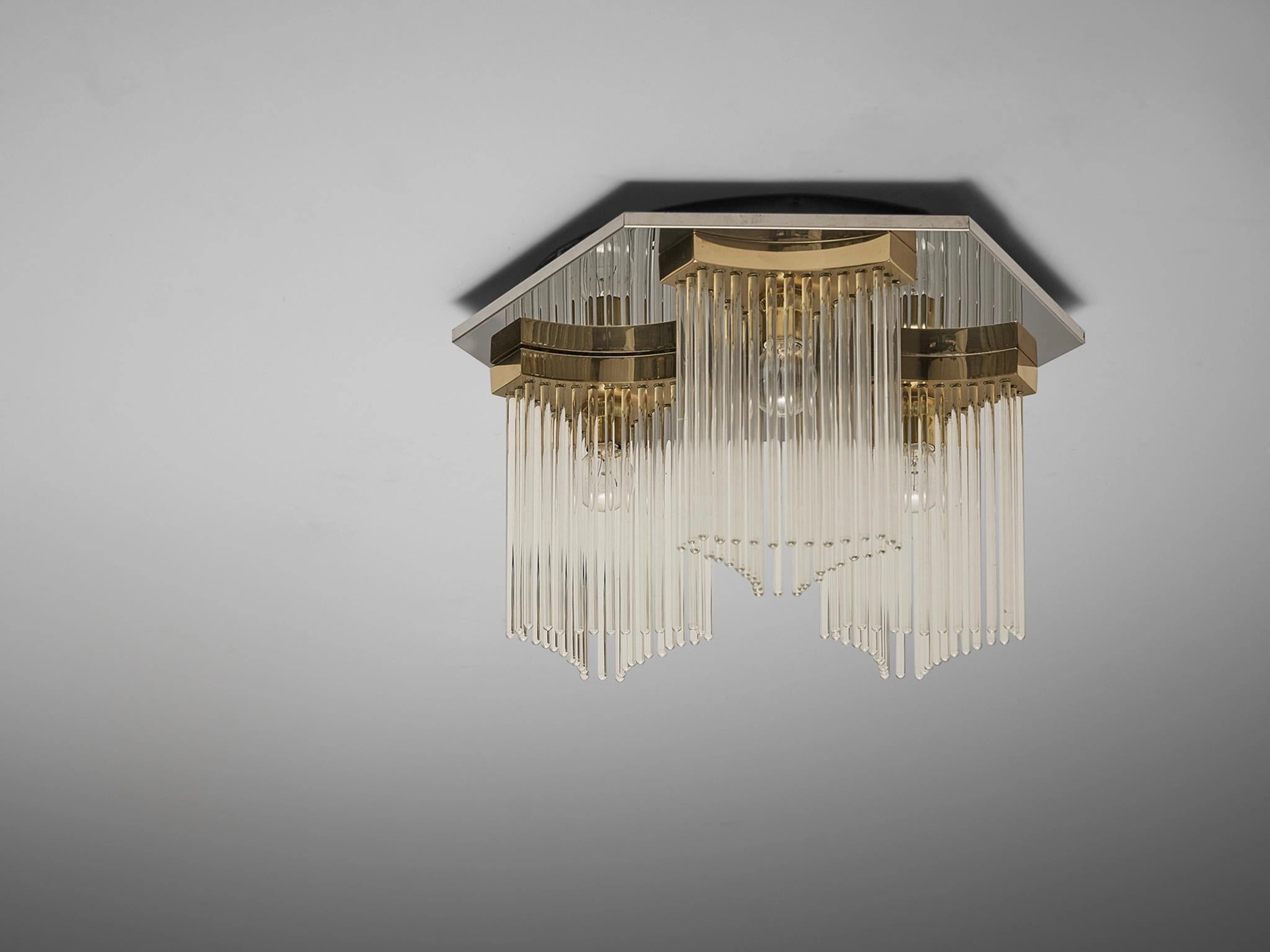 Gaetano Sciolari Ceiling Light in Metal and Glass