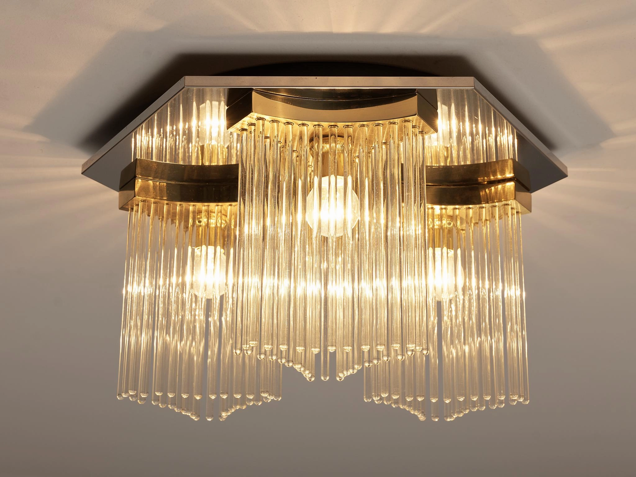 Gaetano Sciolari Ceiling Light in Metal and Glass