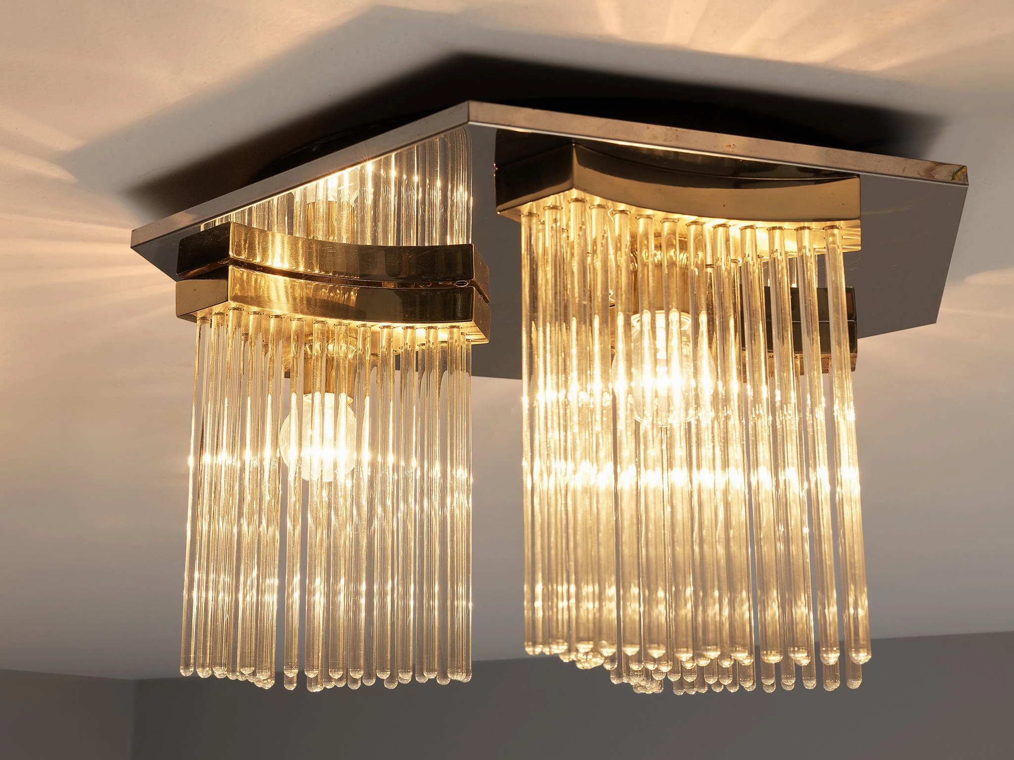 Gaetano Sciolari Ceiling Light in Metal and Glass
