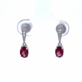 Garnet & Diamond Dangle Earrings