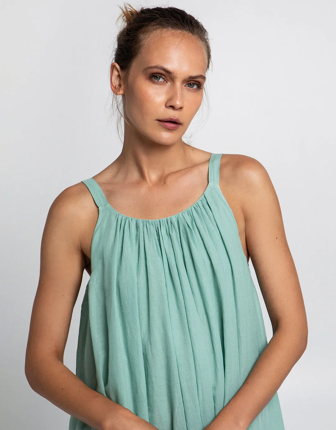 Gathered Maxi Dress - Sea Green