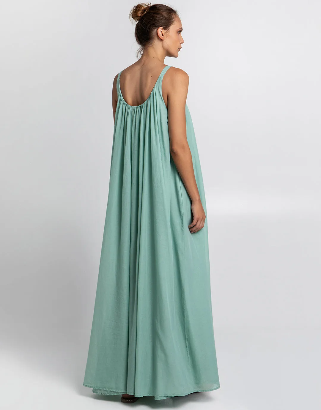 Gathered Maxi Dress - Sea Green