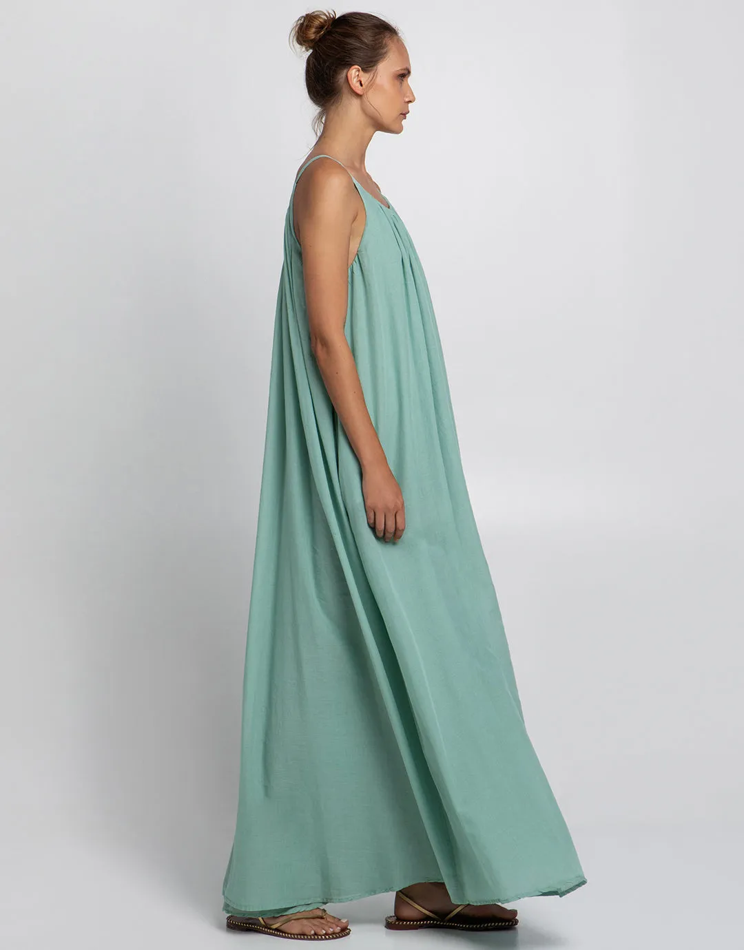 Gathered Maxi Dress - Sea Green