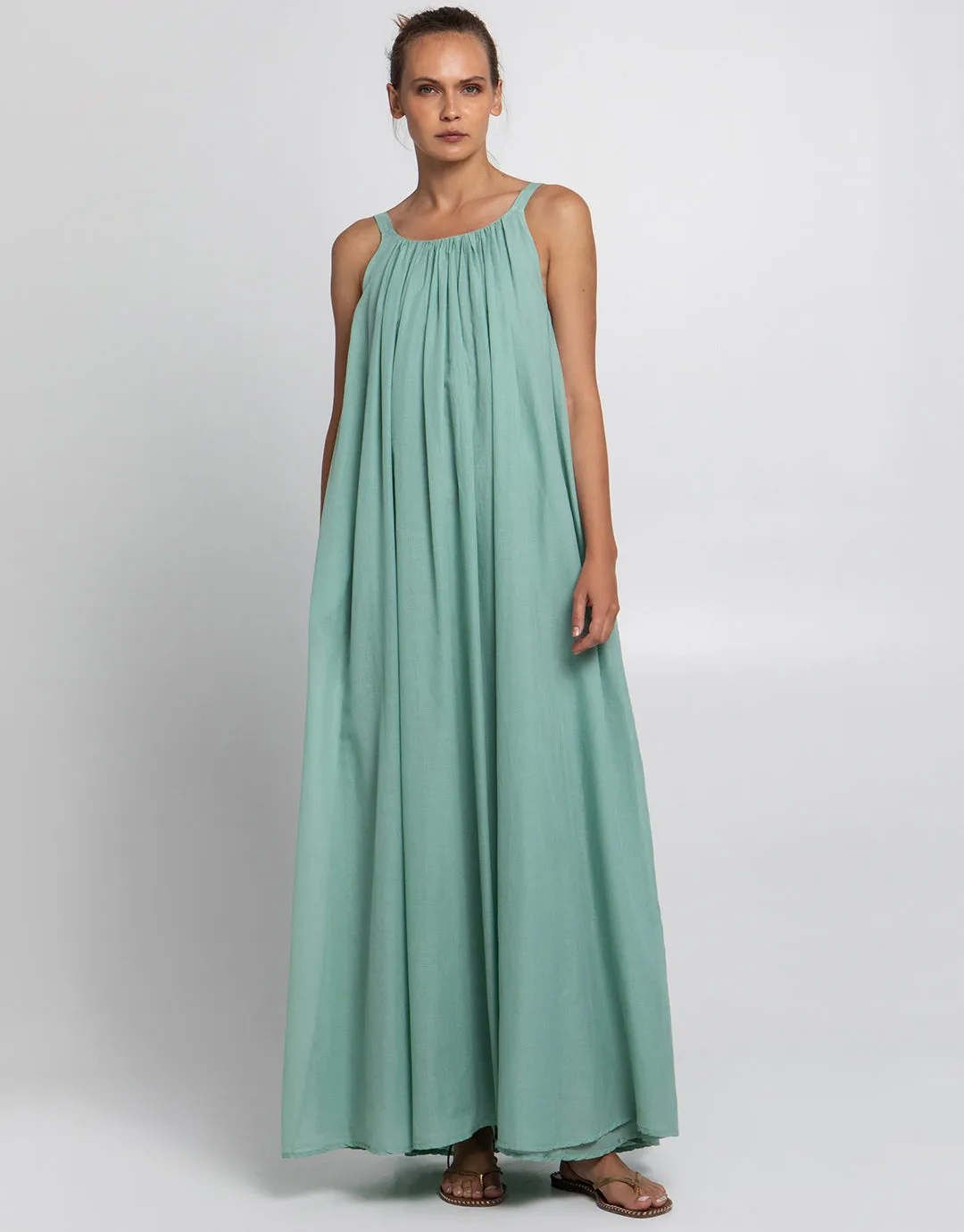 Gathered Maxi Dress - Sea Green