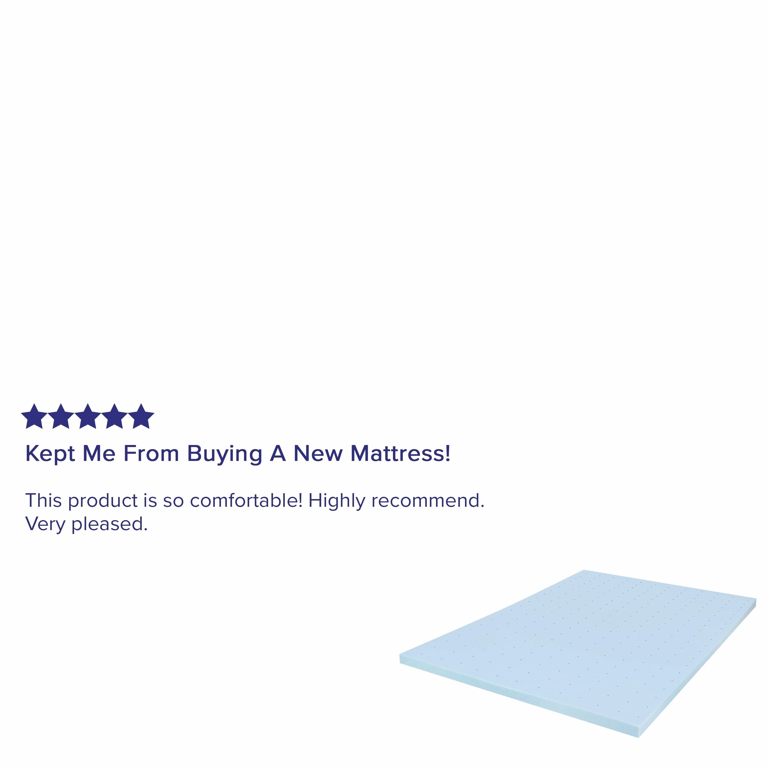 Gel Infused Hypoallergenic Cooling Memory Foam Mattress Topper - Blue