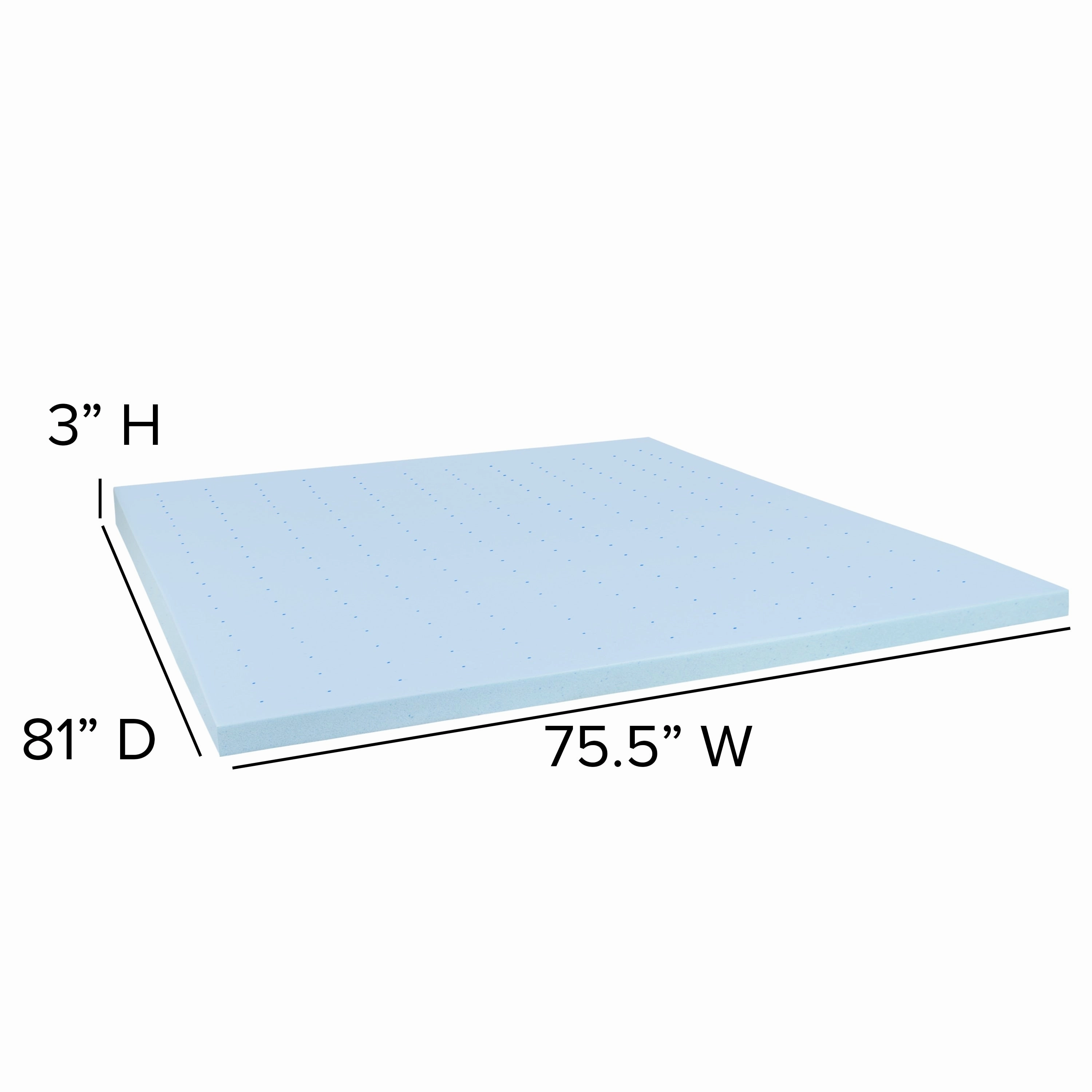 Gel Infused Hypoallergenic Cooling Memory Foam Mattress Topper - Blue