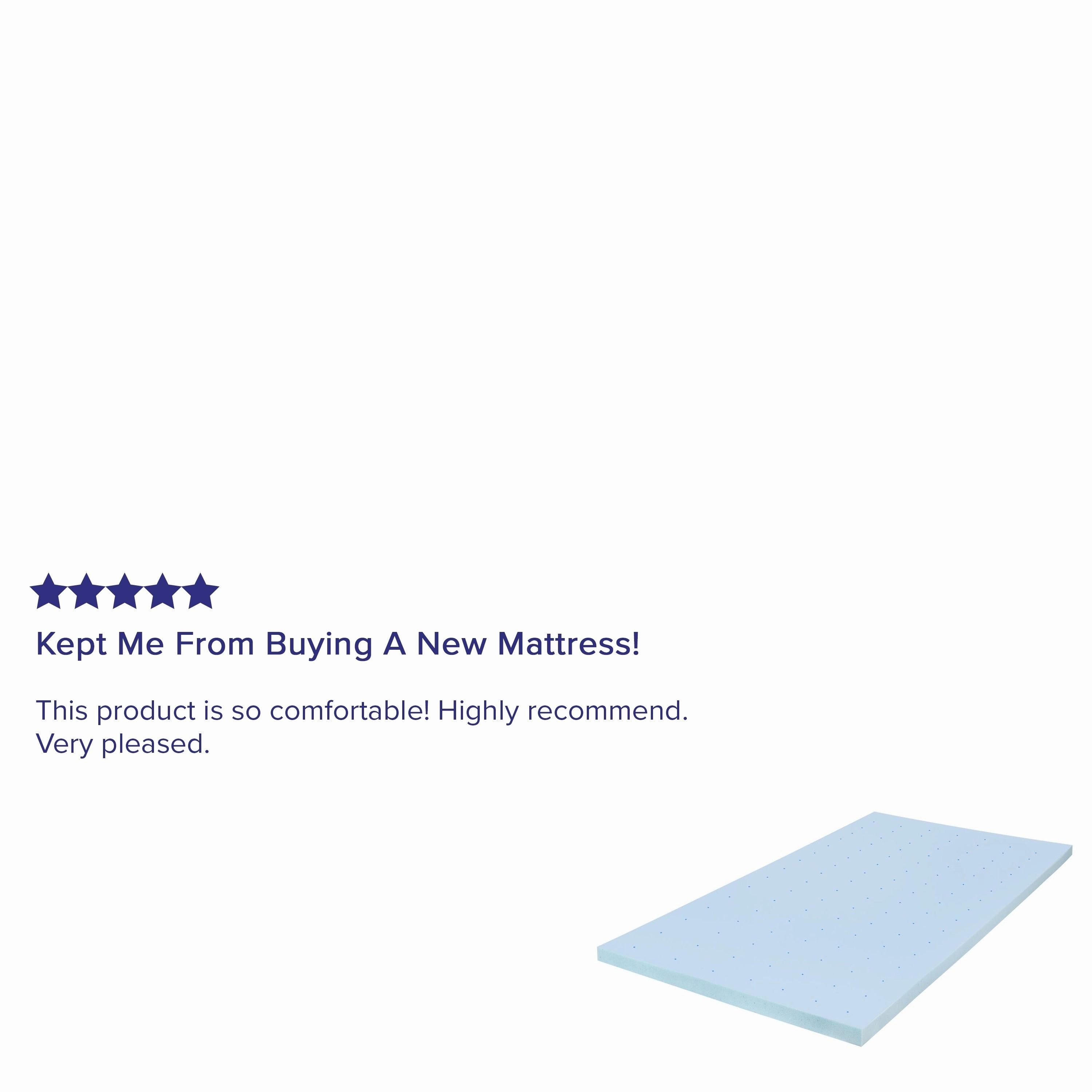 Gel Infused Hypoallergenic Cooling Memory Foam Mattress Topper - Blue