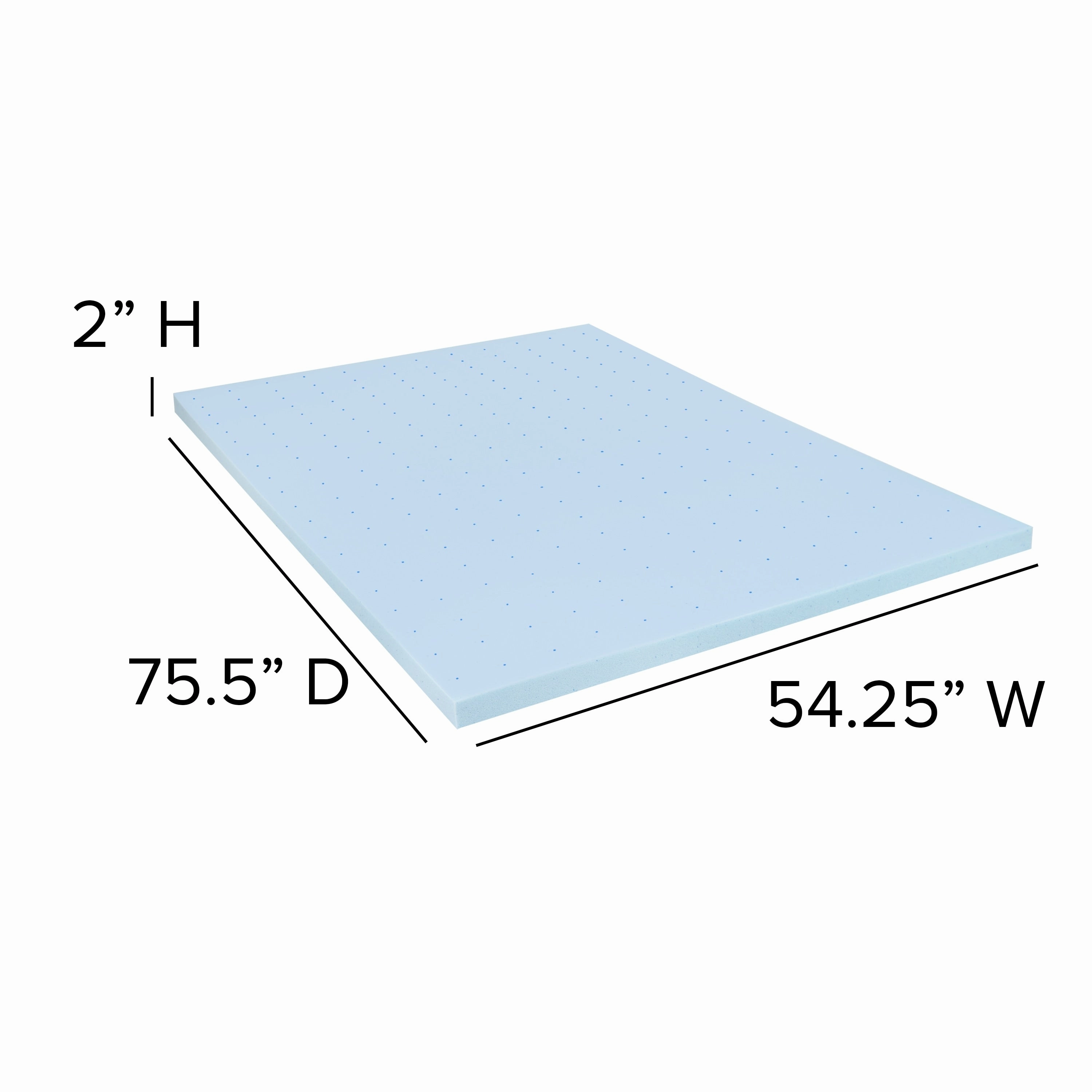 Gel Infused Hypoallergenic Cooling Memory Foam Mattress Topper - Blue