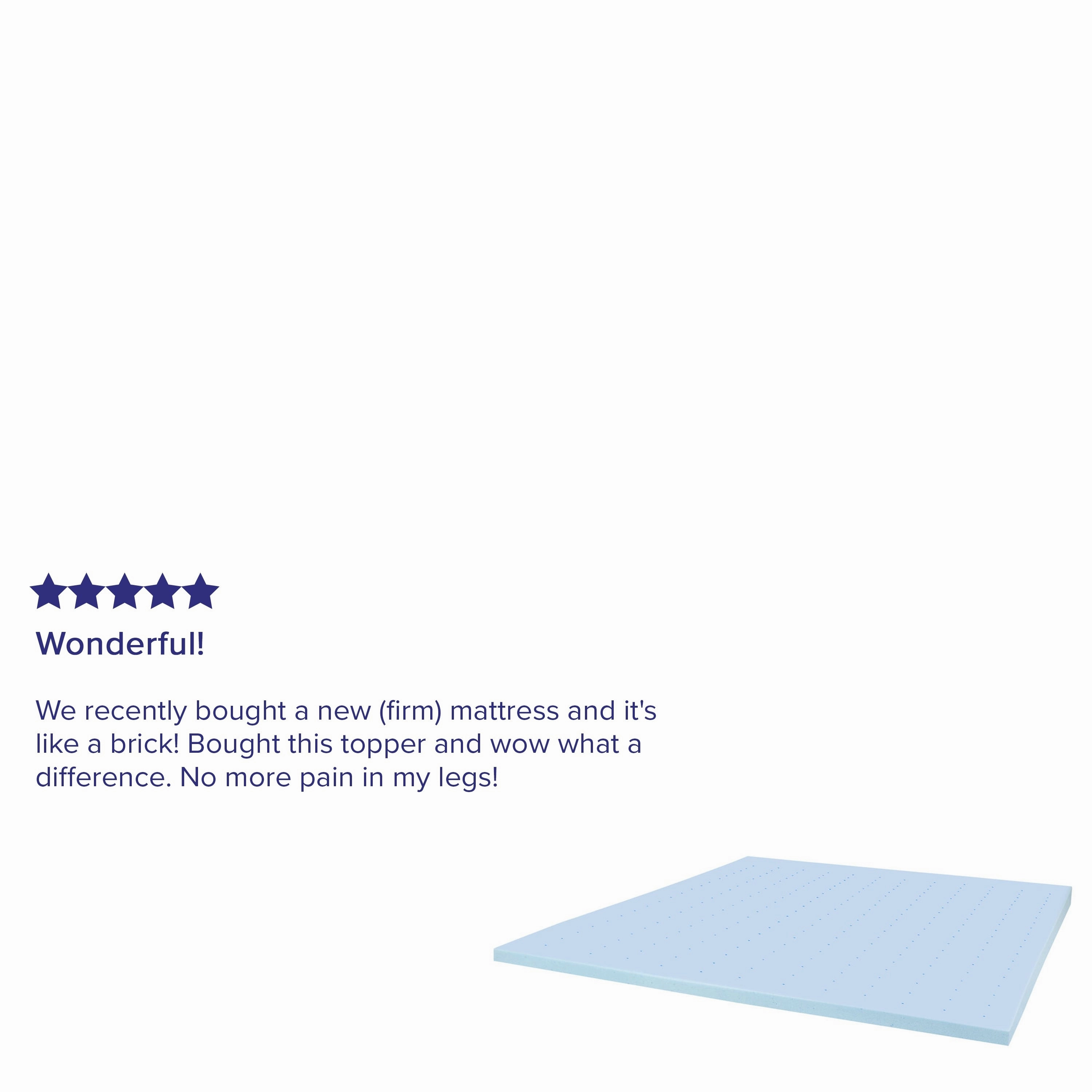 Gel Infused Hypoallergenic Cooling Memory Foam Mattress Topper - Blue