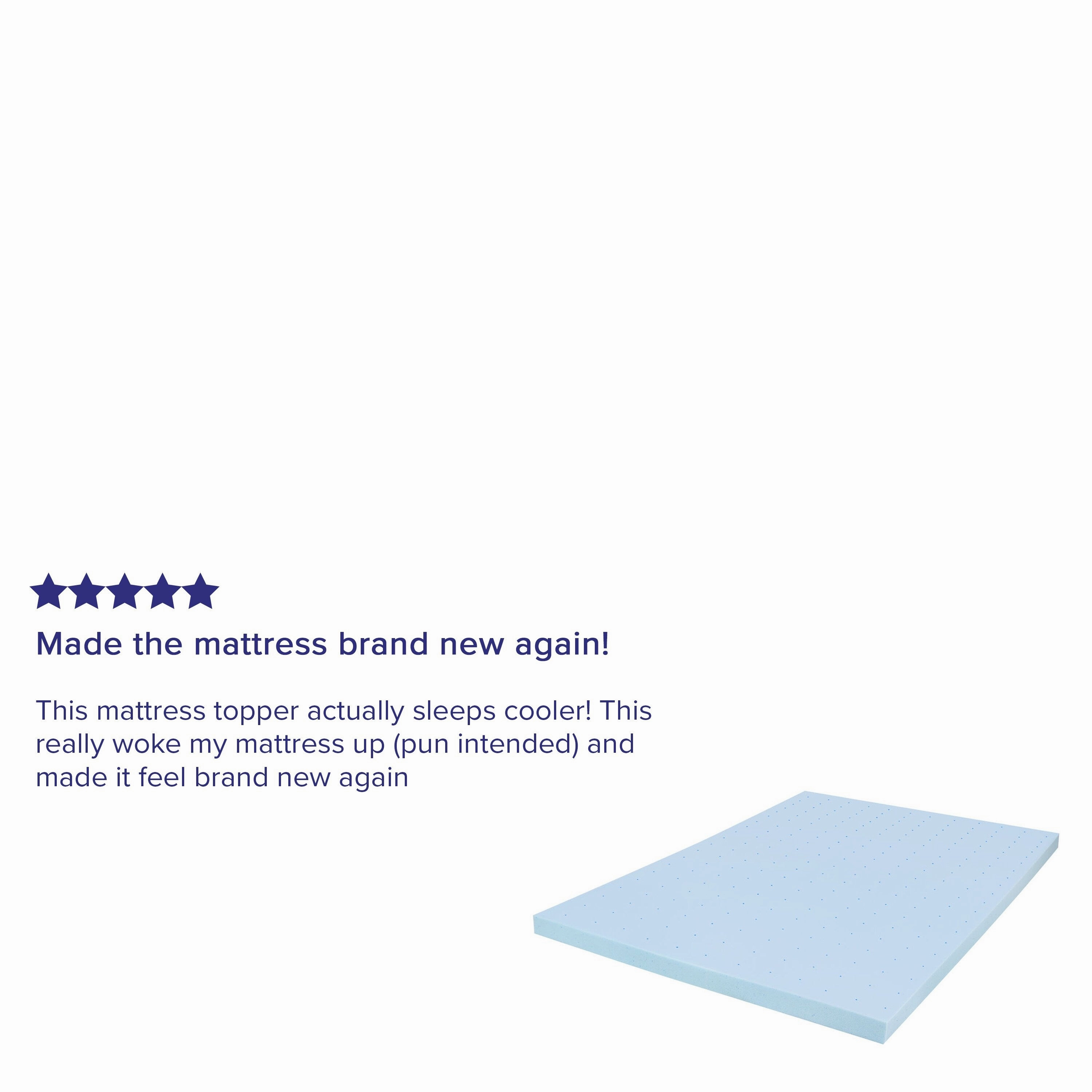 Gel Infused Hypoallergenic Cooling Memory Foam Mattress Topper - Blue