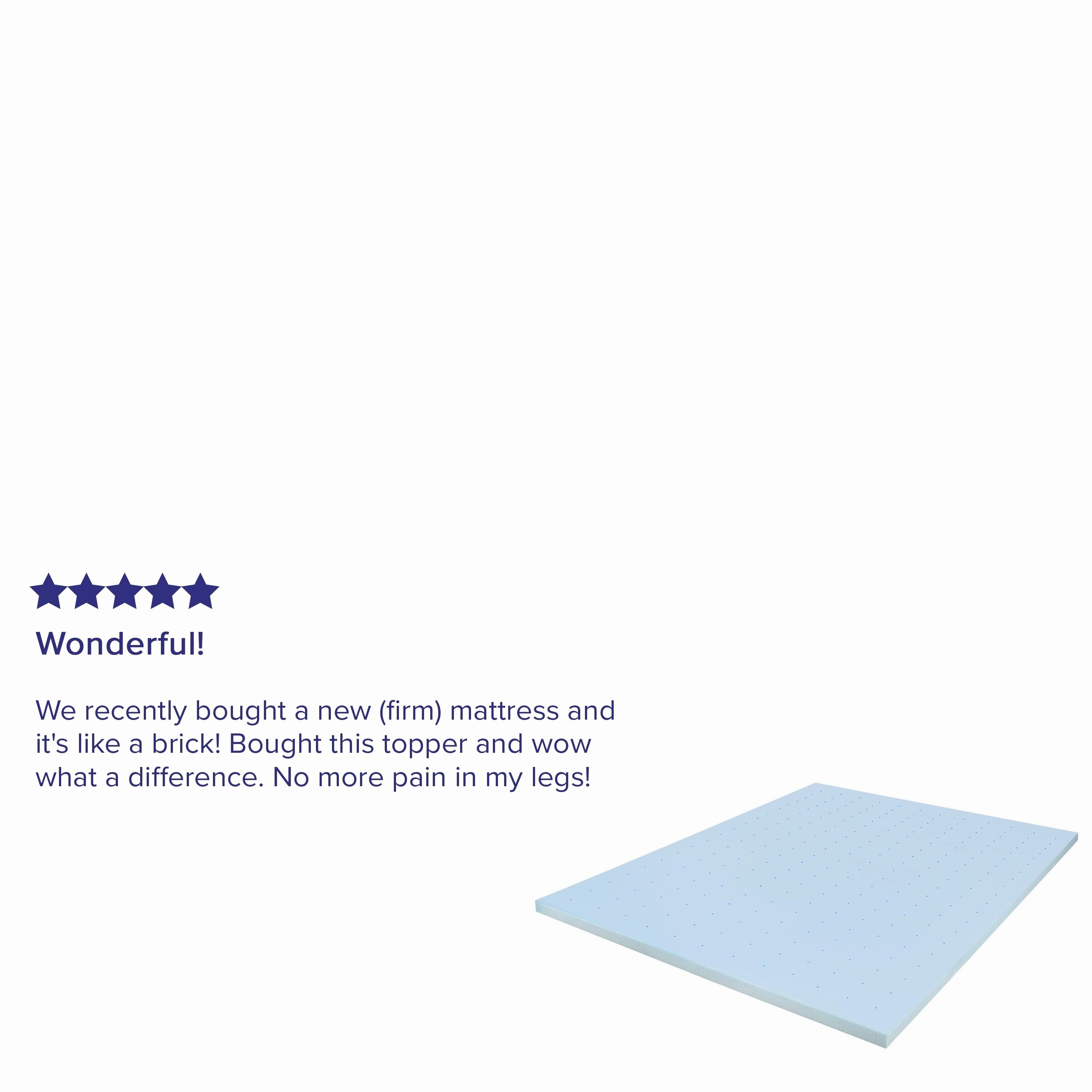 Gel Infused Hypoallergenic Cooling Memory Foam Mattress Topper - Blue