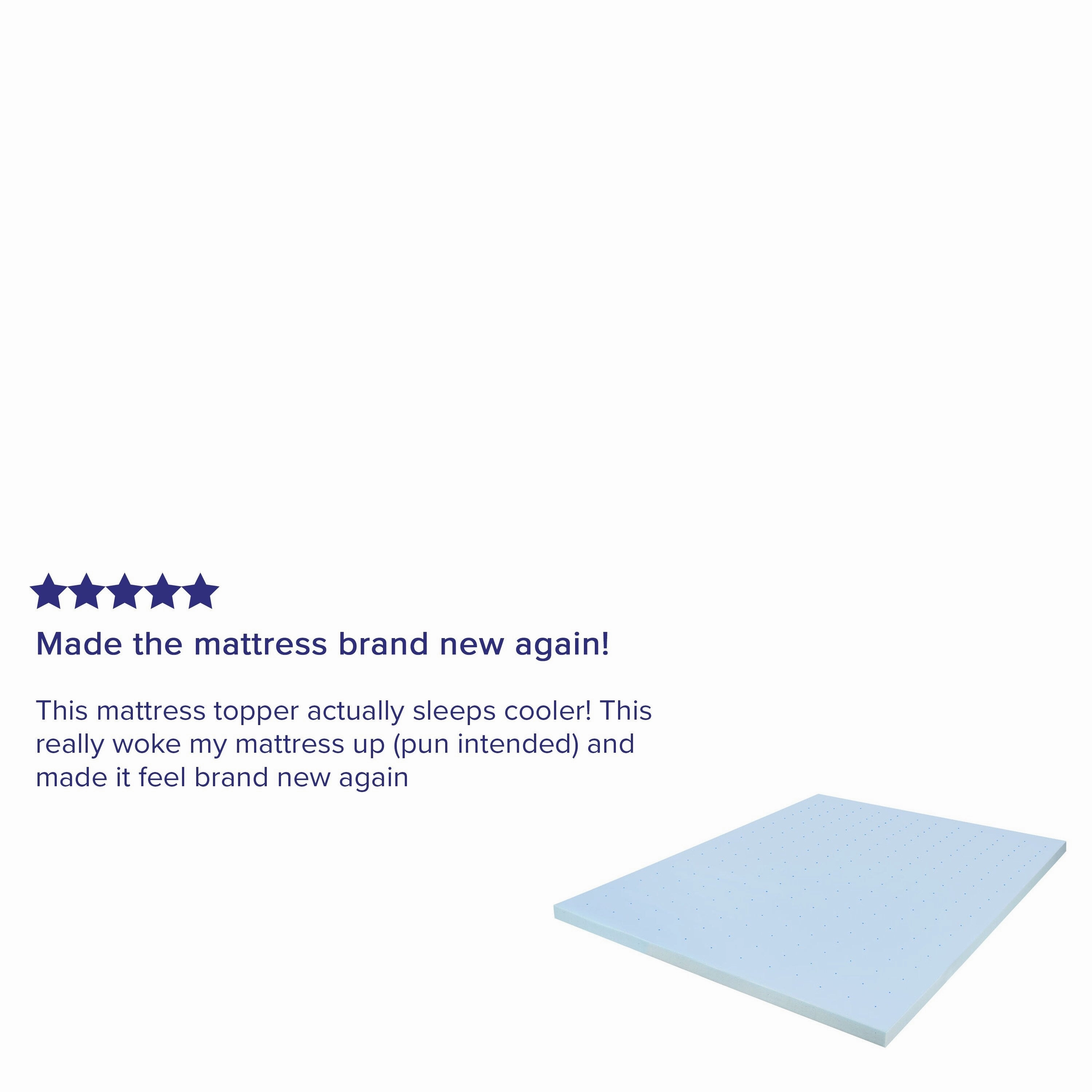 Gel Infused Hypoallergenic Cooling Memory Foam Mattress Topper - Blue