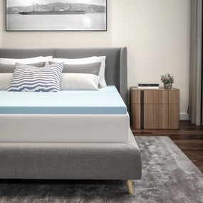 Gel Infused Hypoallergenic Cooling Memory Foam Mattress Topper - Blue mattress pads,mattress topper,bed protection