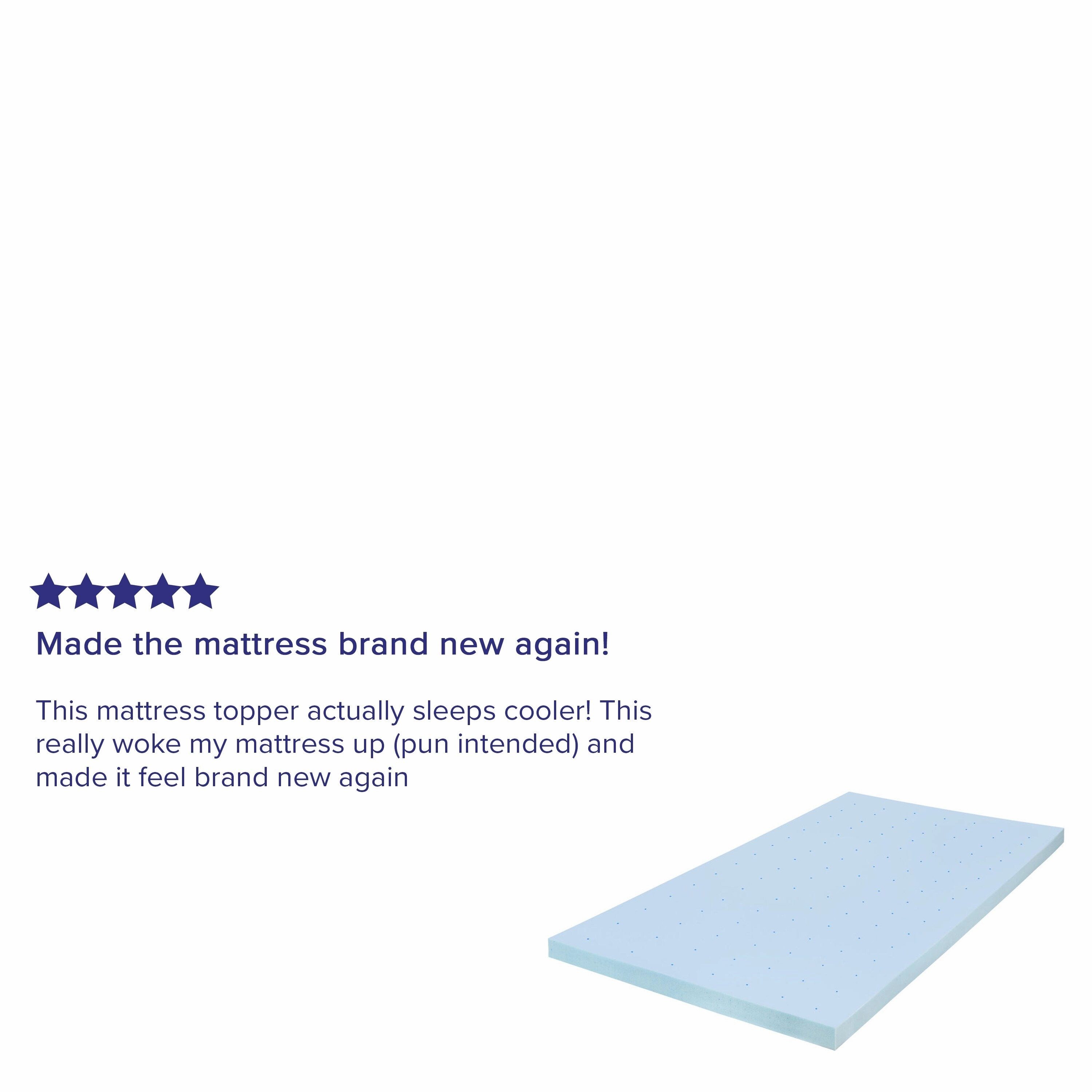 Gel Infused Hypoallergenic Cooling Memory Foam Mattress Topper - Blue