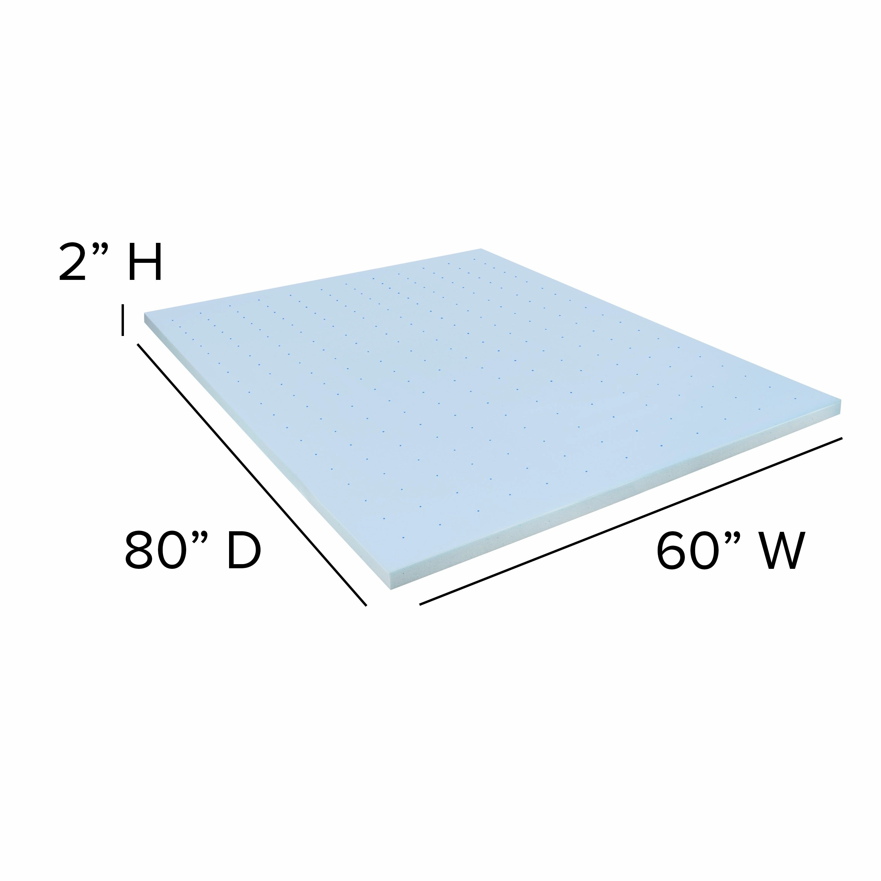Gel Infused Hypoallergenic Cooling Memory Foam Mattress Topper - Blue