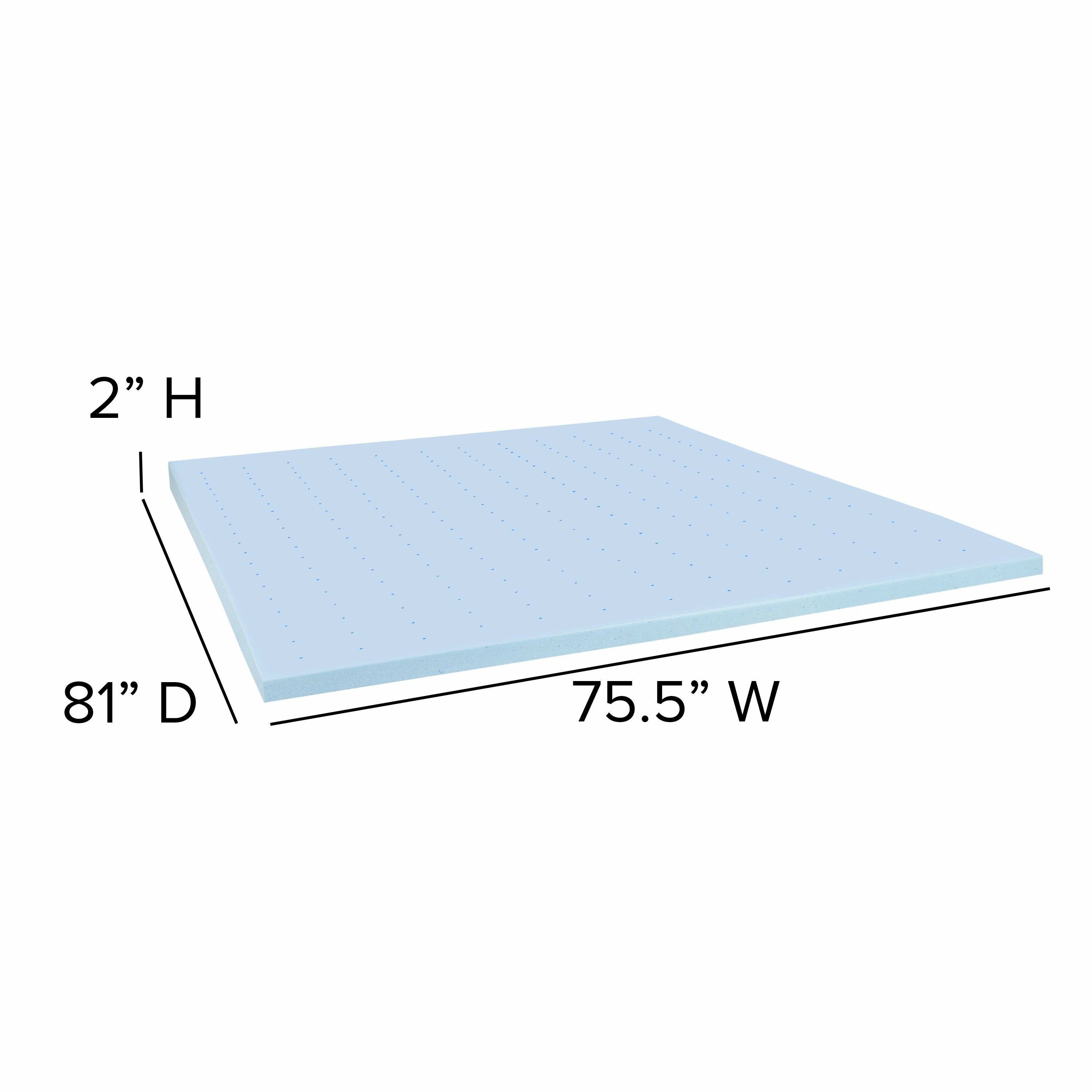 Gel Infused Hypoallergenic Cooling Memory Foam Mattress Topper - Blue