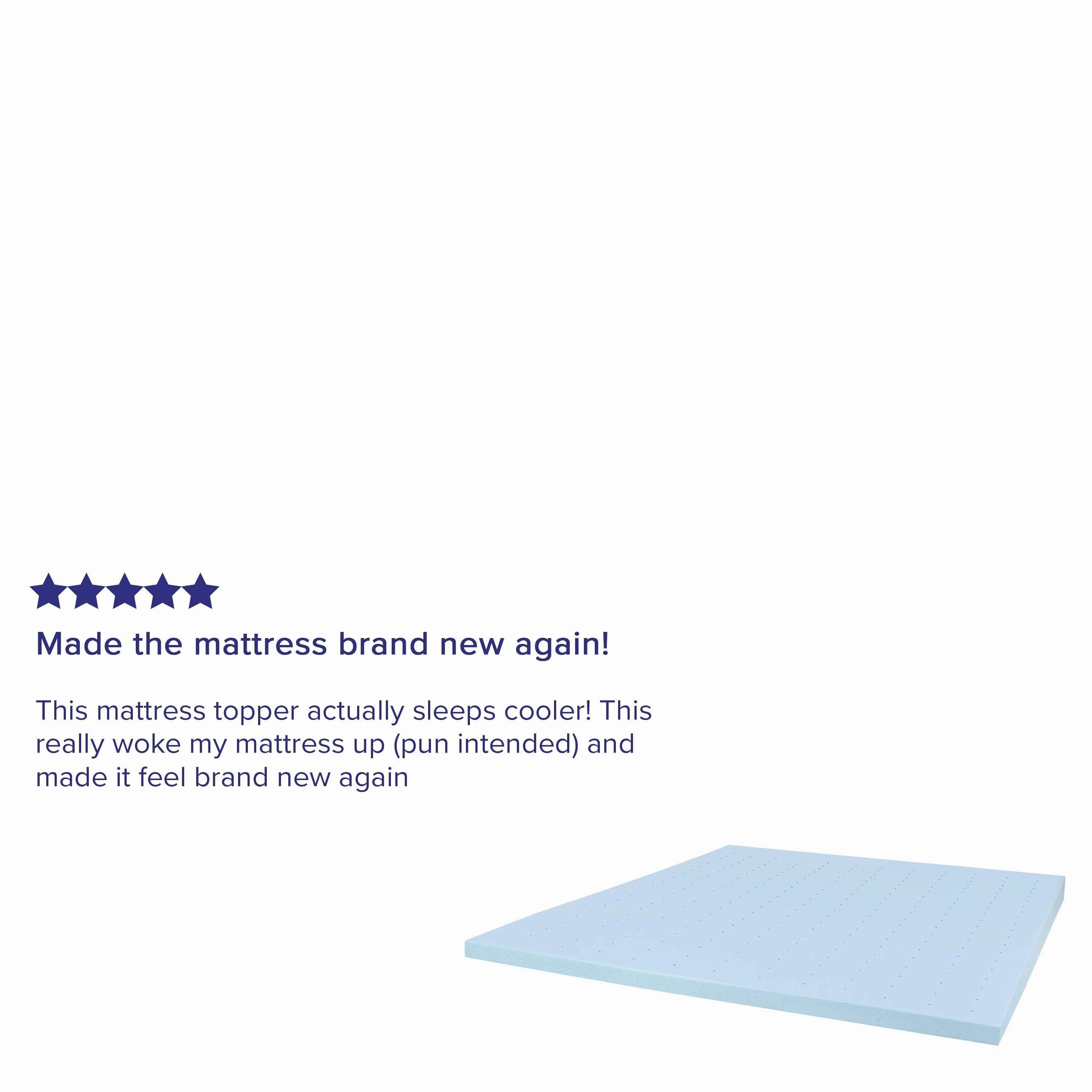 Gel Infused Hypoallergenic Cooling Memory Foam Mattress Topper - Blue