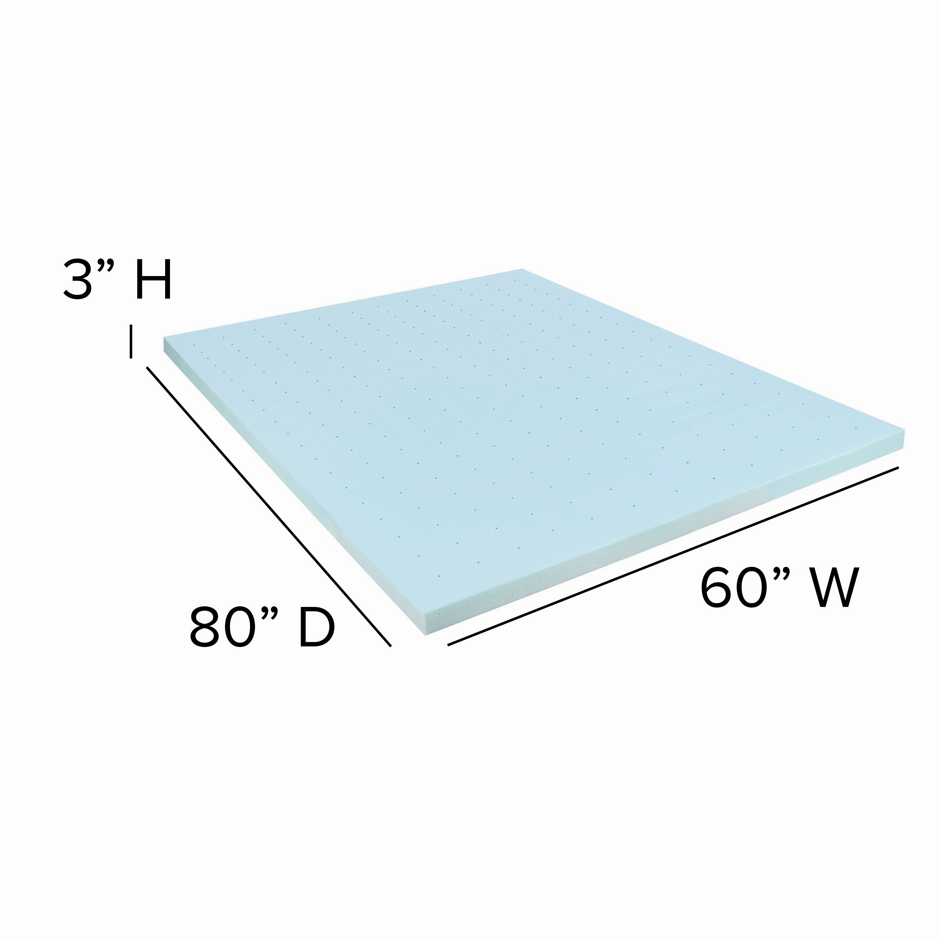 Gel Infused Hypoallergenic Cooling Memory Foam Mattress Topper - Blue