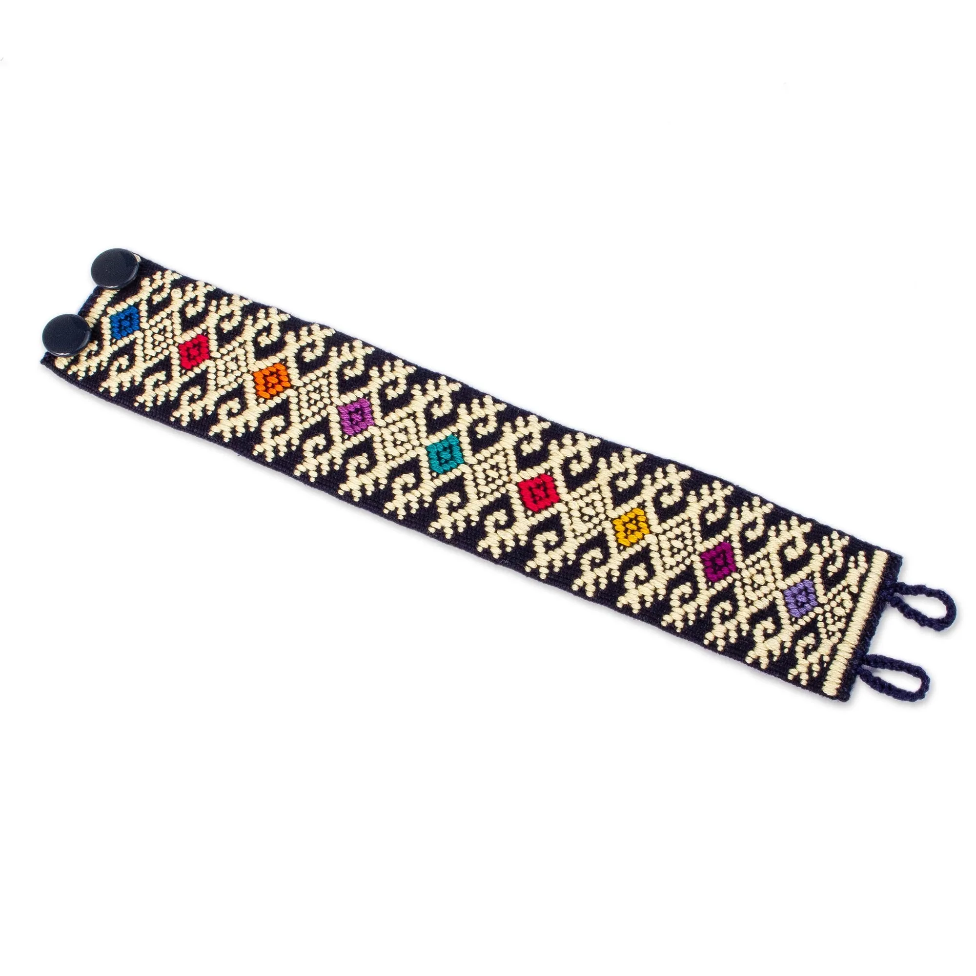 Geometric Days Ochre Geometric Cotton Wristband Bracelet from Mexico