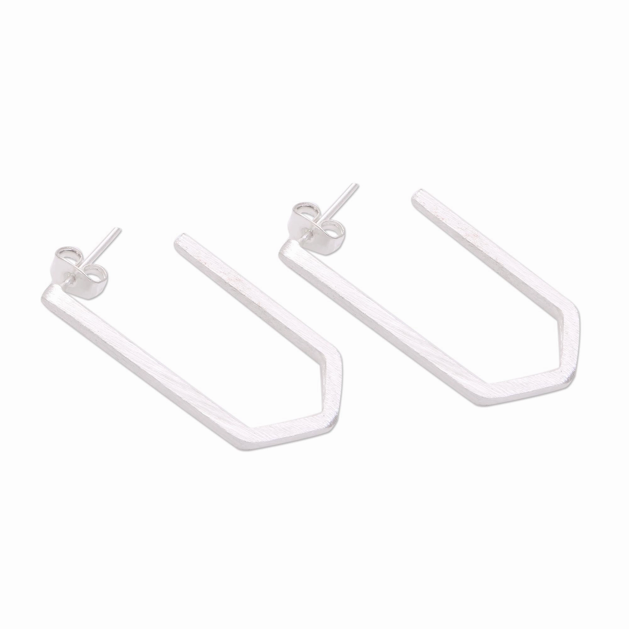 Geometric Couple Geometric Sterling Silver Drop Earrings from Bali