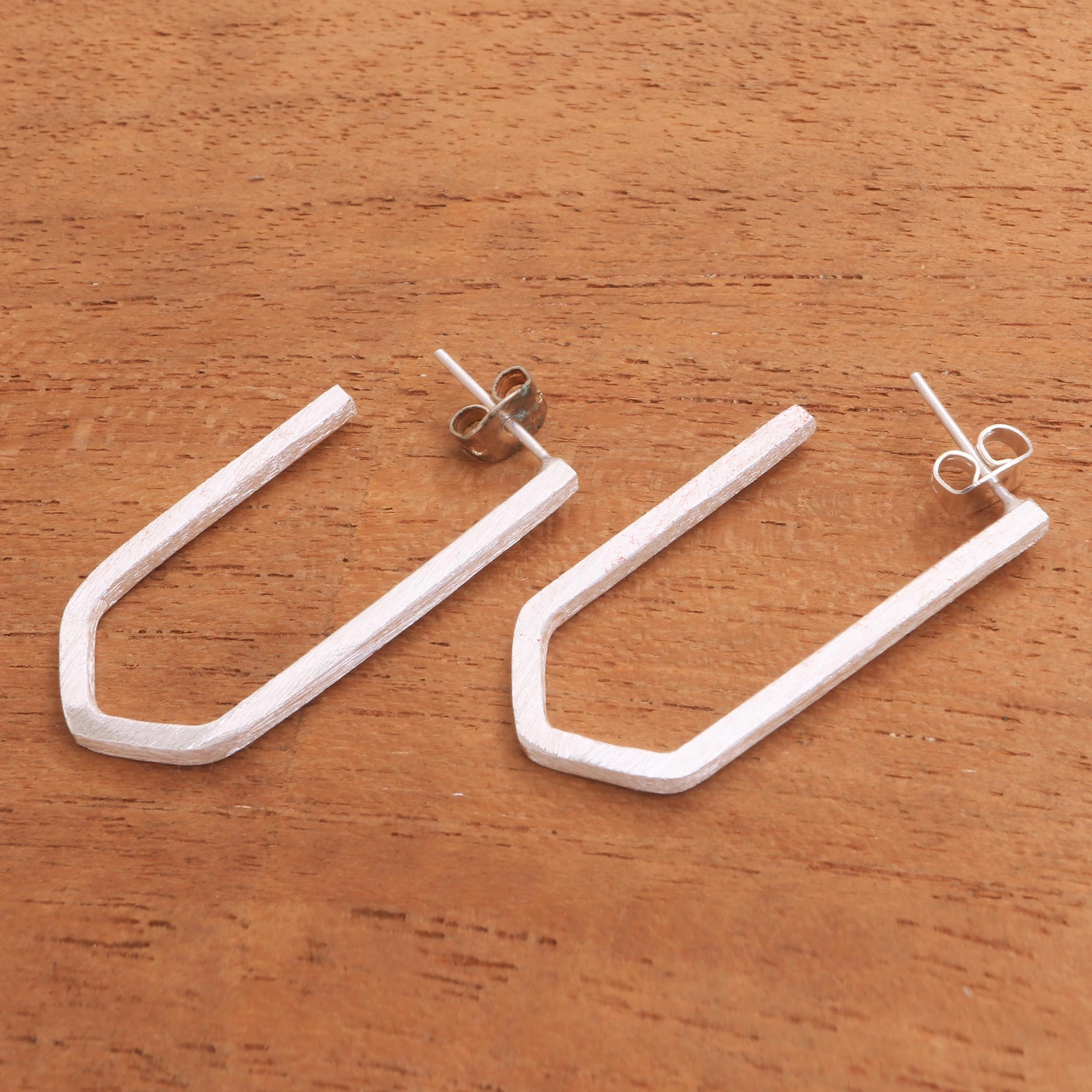 Geometric Couple Geometric Sterling Silver Drop Earrings from Bali