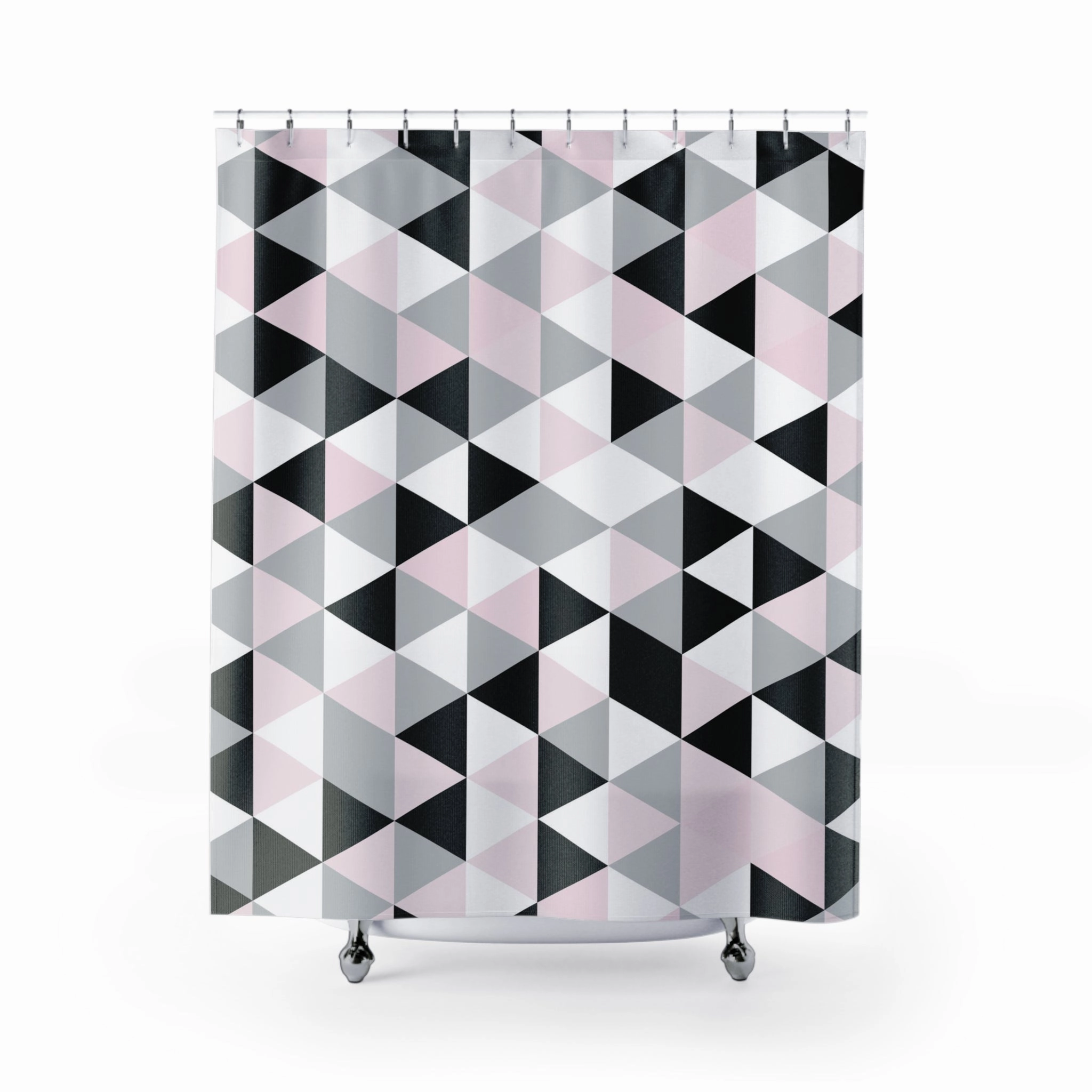 Geometric Shower Curtain | Black Gray Pink White Lighting,Home Lighting