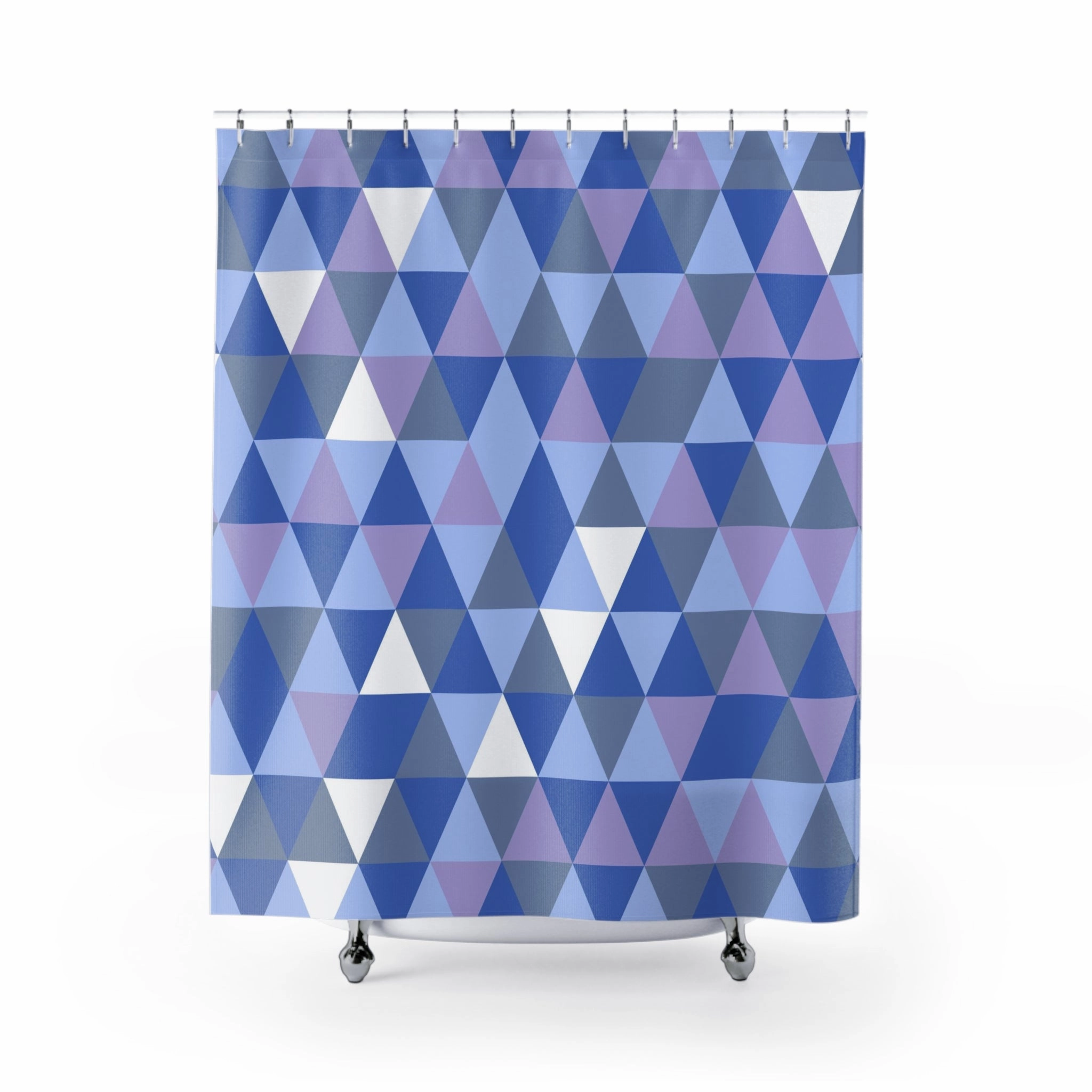 Geometric Shower Curtain | Blue Lavender White Lighting,Home Lighting