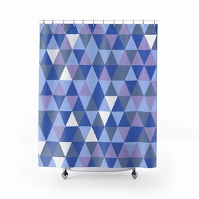 Geometric Shower Curtain | Blue Lavender White Lighting,Home Lighting