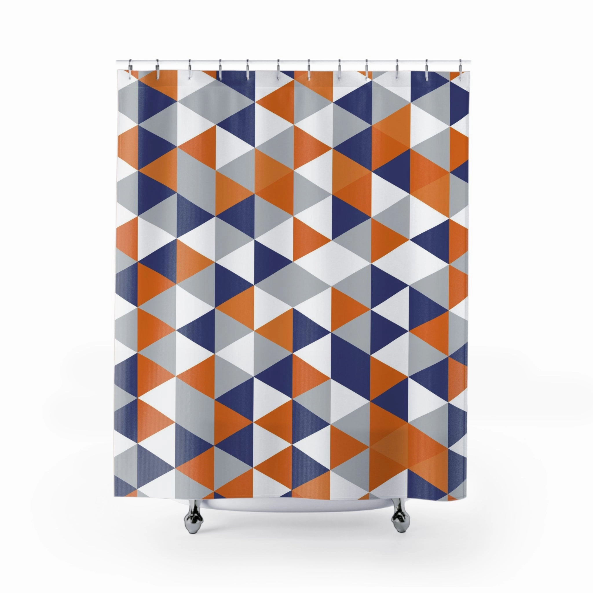 Geometric Shower Curtain | Orange Blue White Gray Lighting,Home Lighting