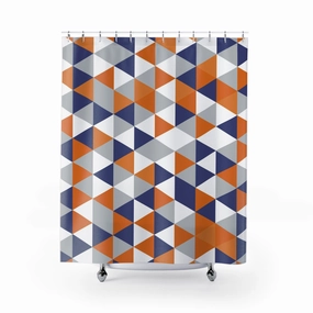 Geometric Shower Curtain | Orange Blue White Gray Lighting,Home Lighting