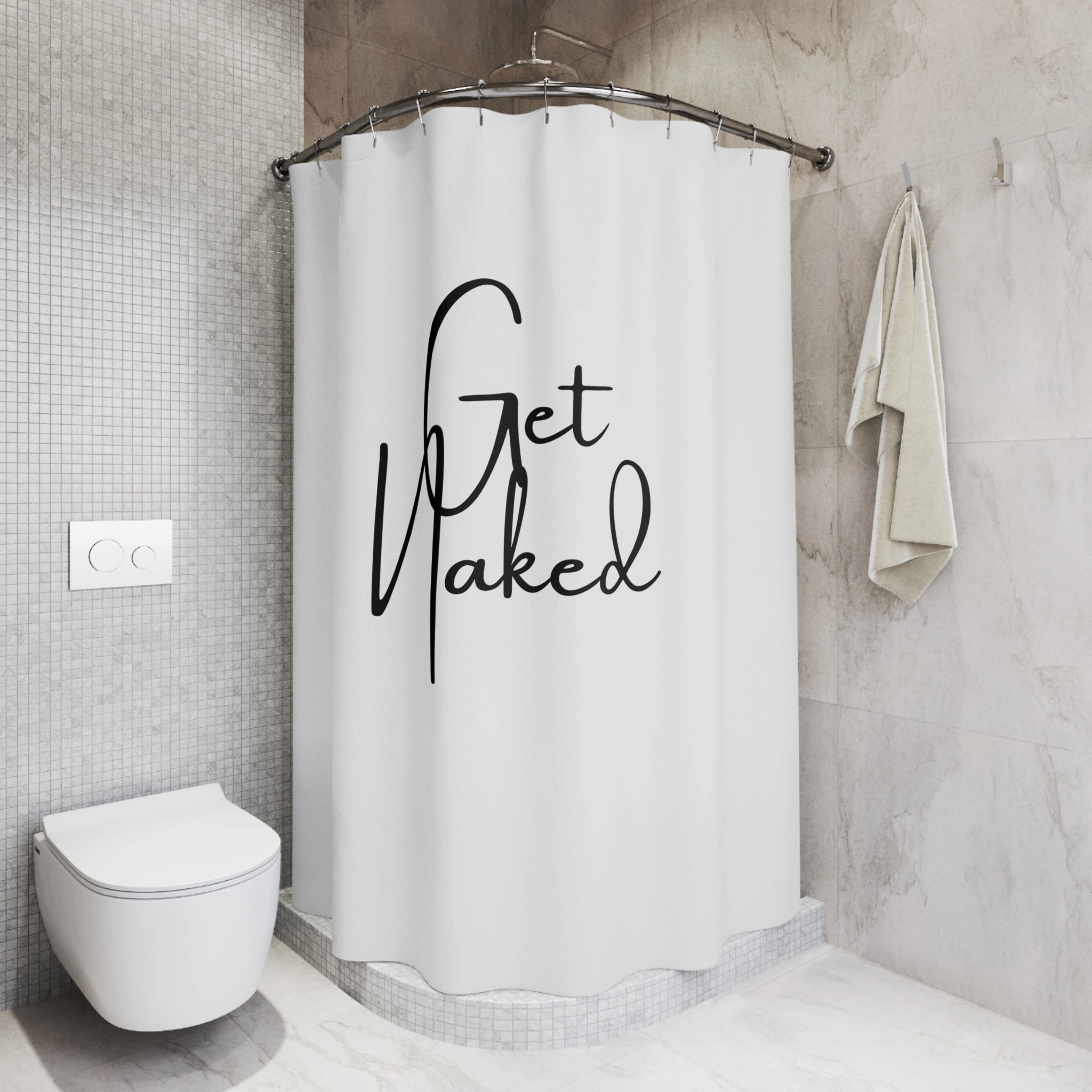 Get Naked Shower Curtain | Black White Minimalist, Cute