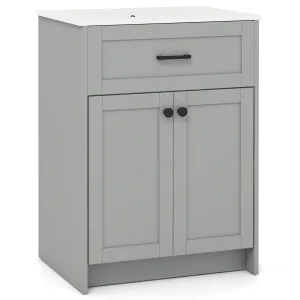 Giantex 24 Undermount Bathroom Cabinet with Ceramic Basin bathroom organizer, toilet brush holder