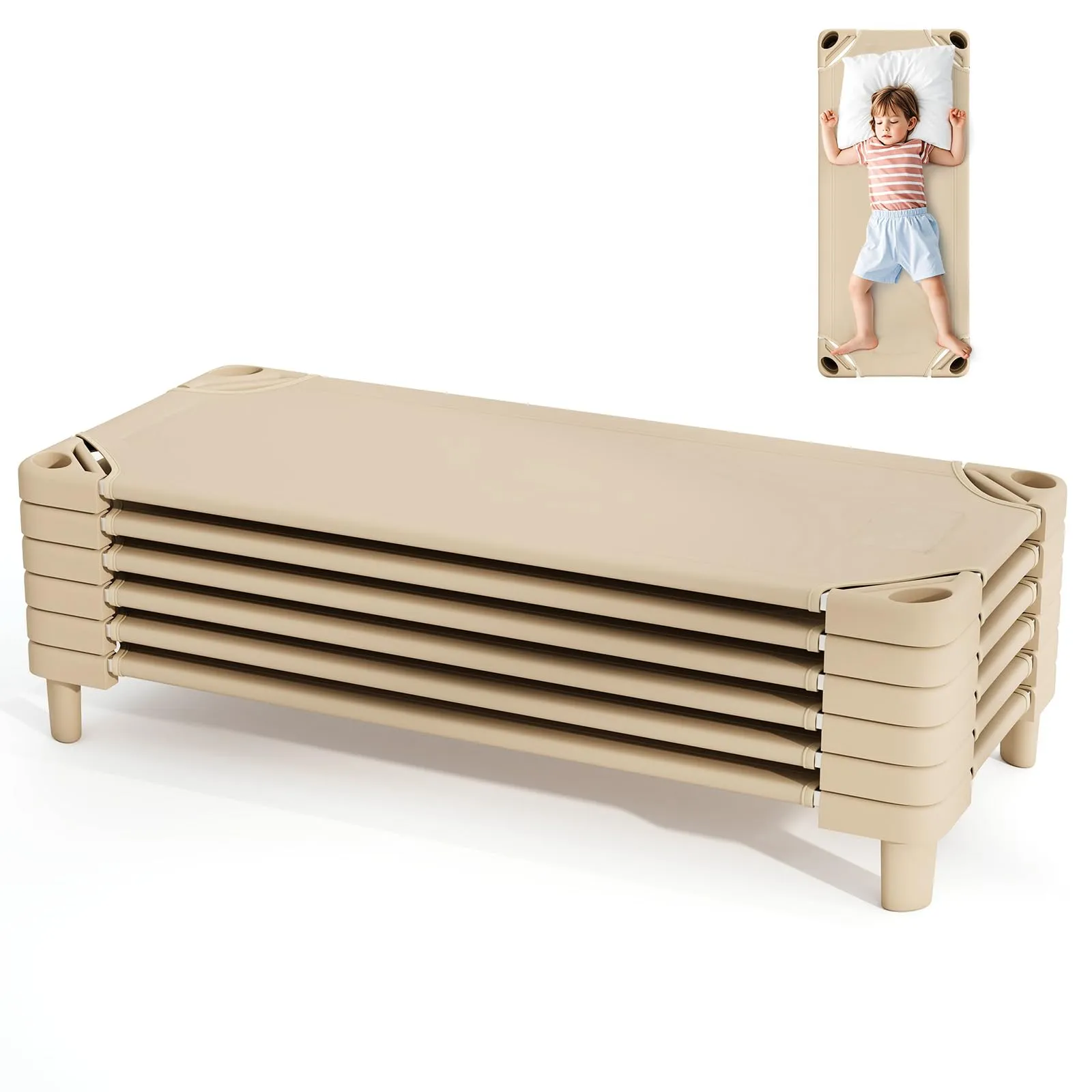 Giantex 6 PCS/4 PCS Stackable Daycare Cot for Kids