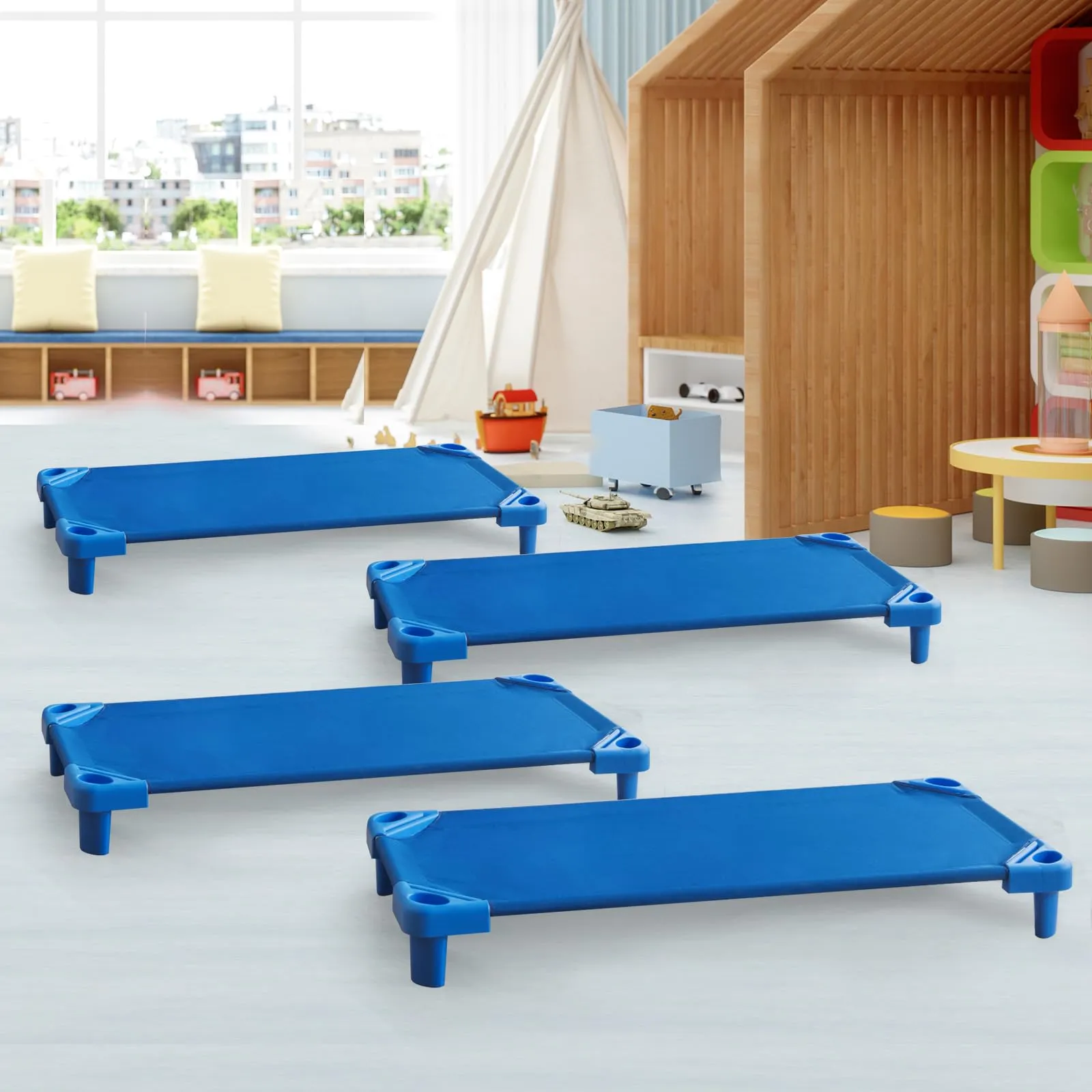 Giantex 6 PCS/4 PCS Stackable Daycare Cot for Kids