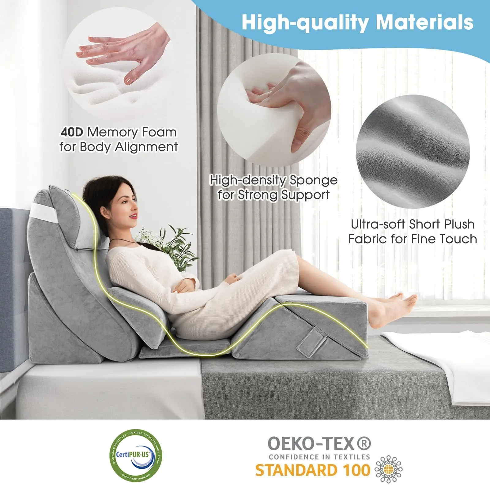 Giantex 7 PCS Orthopedic Bed Wedge Pillow Set
