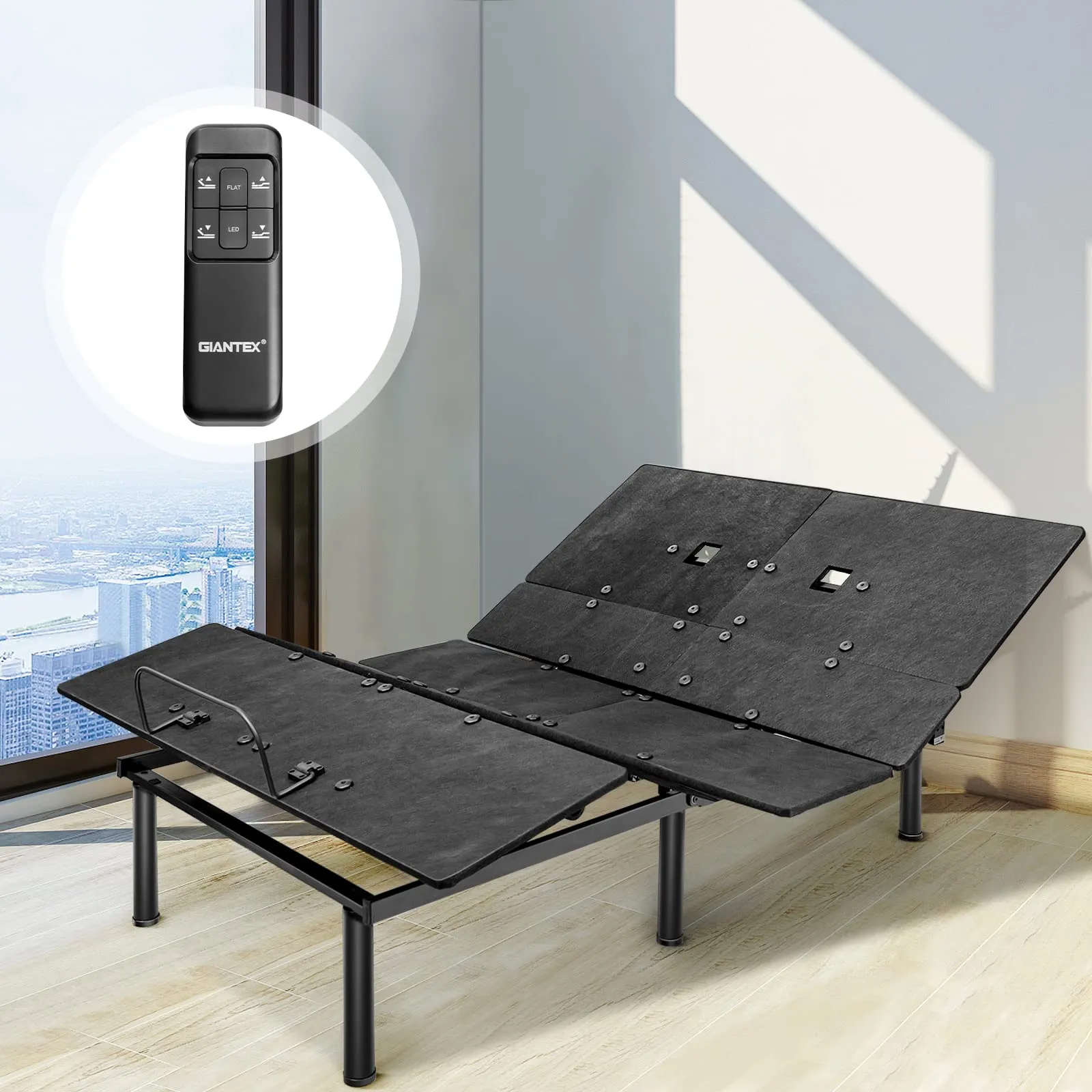 Giantex Adjustable Bed Base w/ Wireless Remote Control, Electric Bed Frame