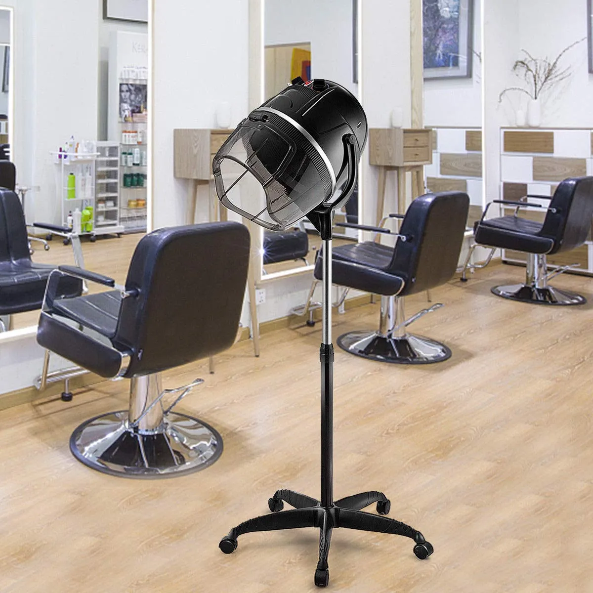 Giantex Adjustable Hood Floor Hair Bonnet DRYER Stand Up Rolling Base Salon Wheels