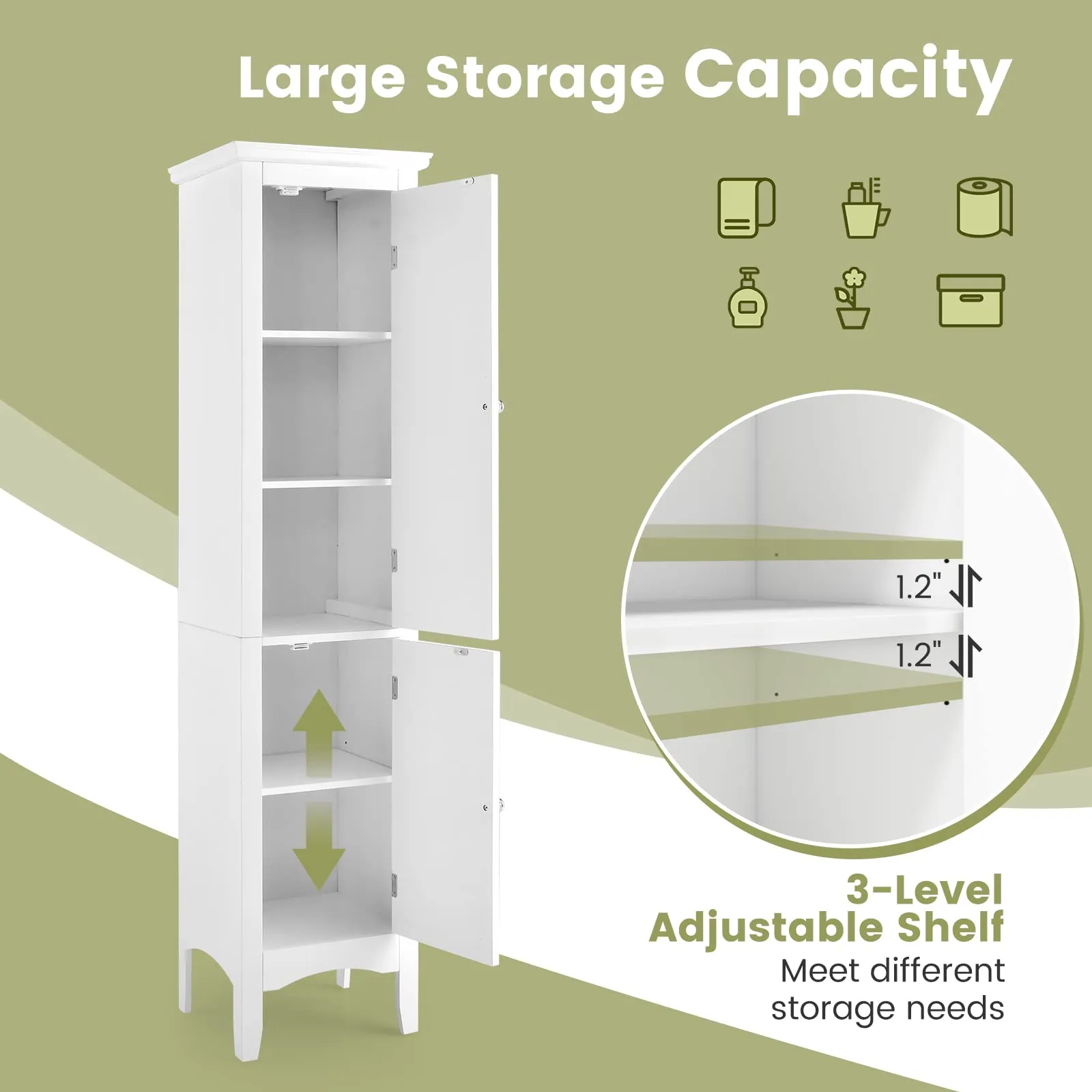 Giantex Bathroom Tall Storage Cabinet