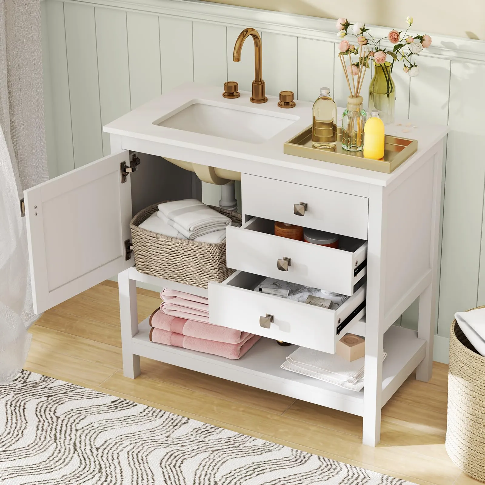 Giantex Bathroom Vanity with Ceramic Sink