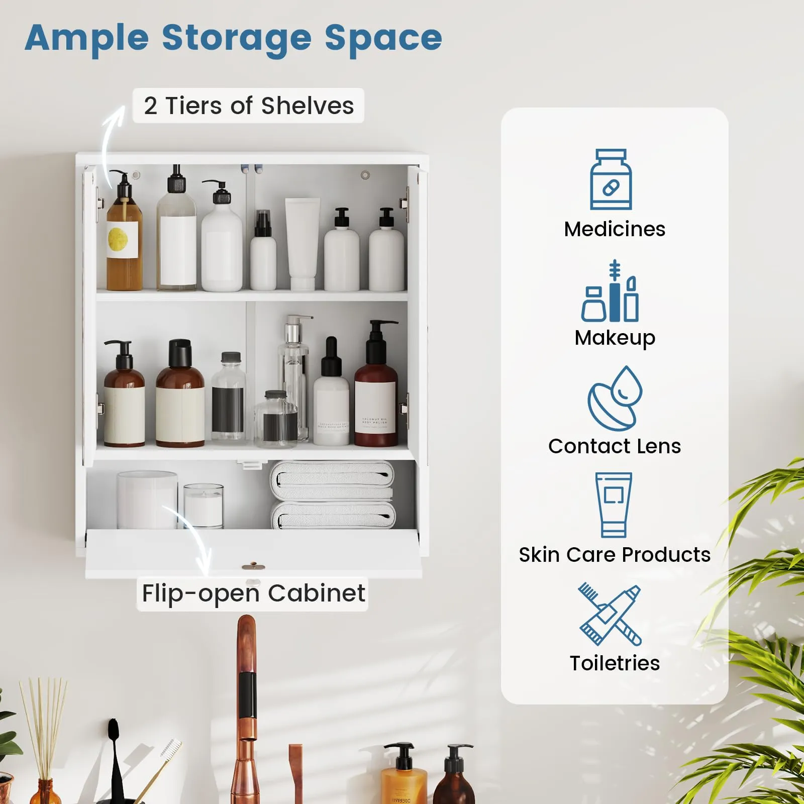 Giantex Bathroom Wall Mount Cabinet with Mirrored Doors