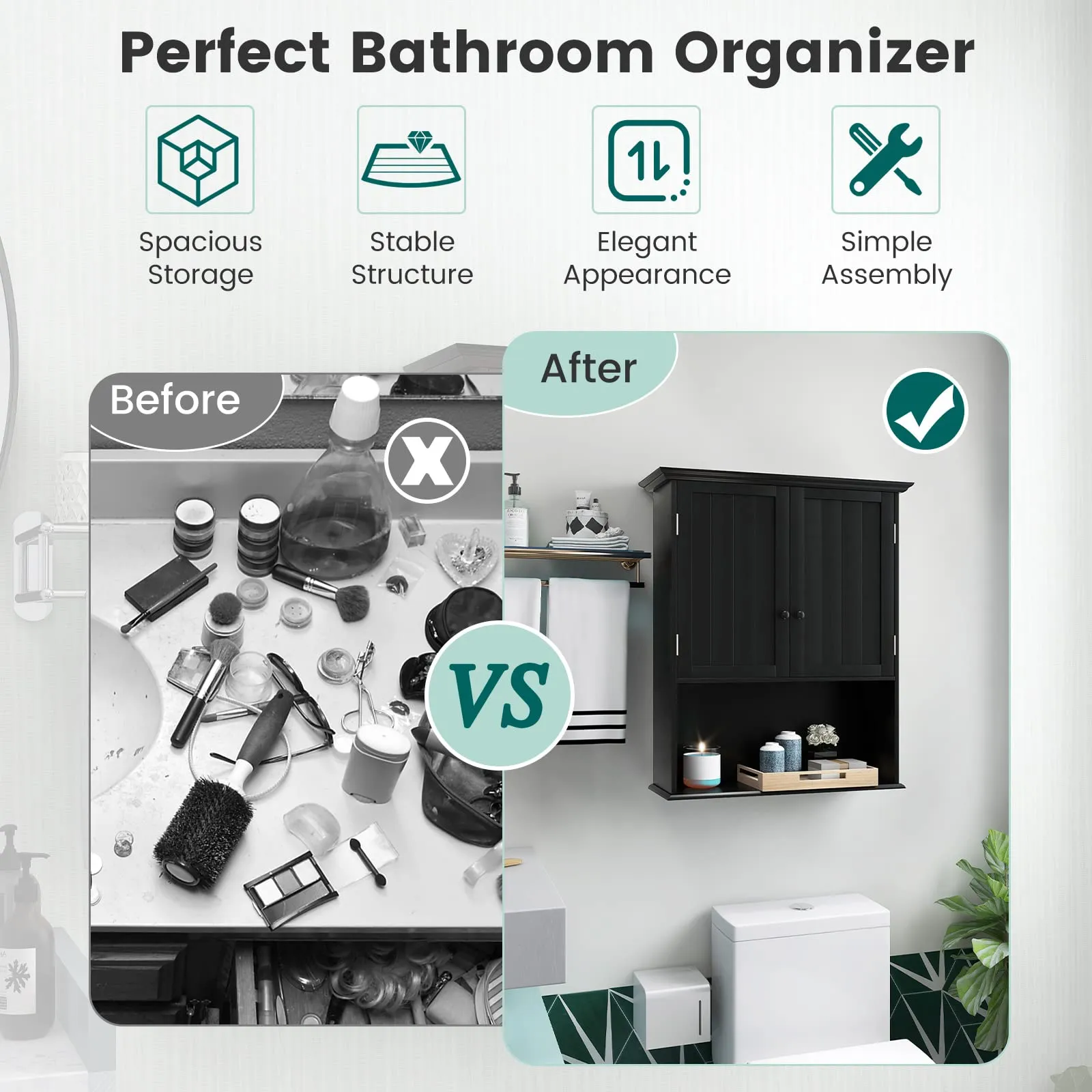 Giantex Bathroom Wall Mounted Cabinet - Storage Cabinet w/Adjustable Shelf
