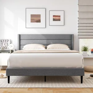 Giantex Bed Frame, Modern Linen Upholstered Platform Bed with Wingback Headboard bed frame, queen bed
