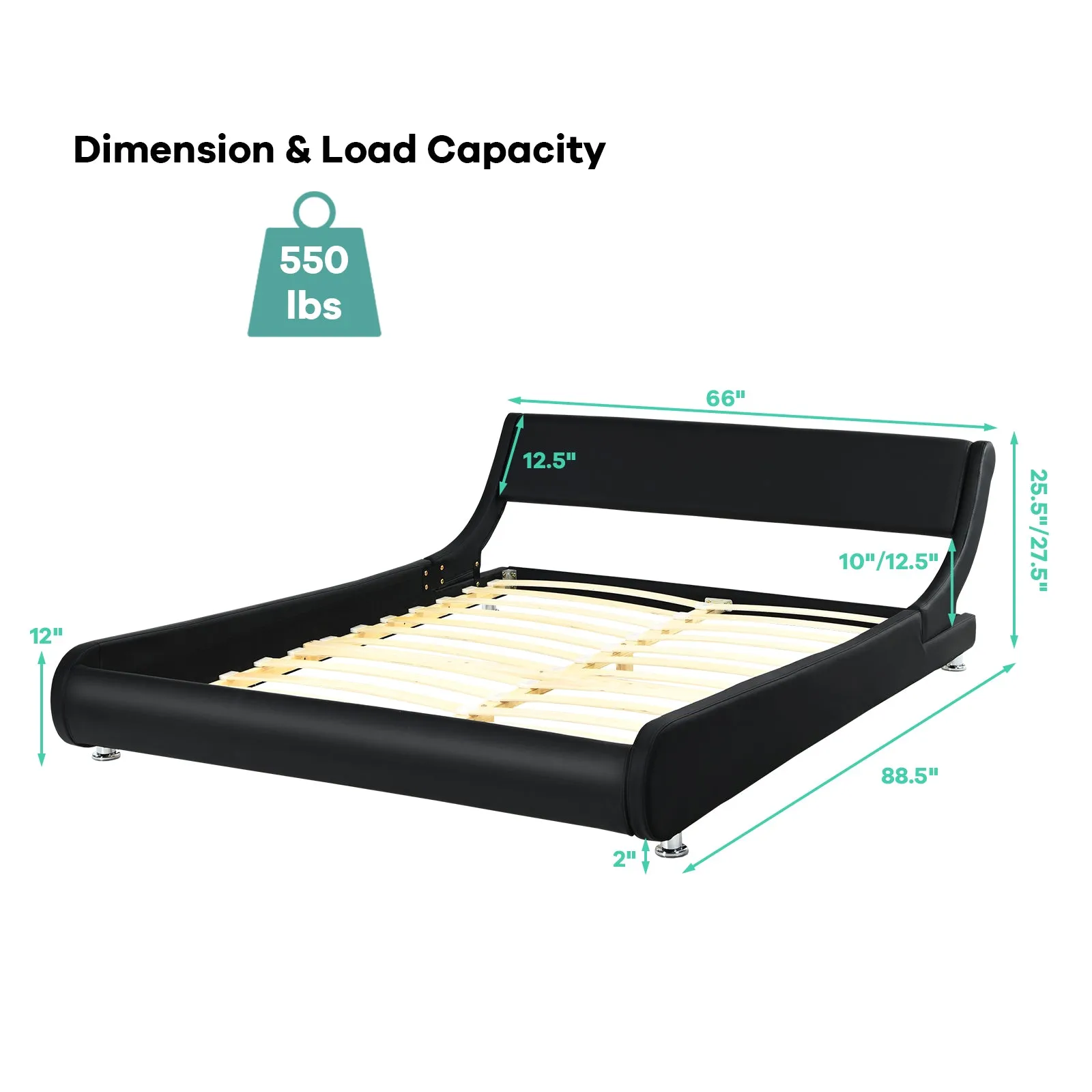Giantex Bed Frame, Upholstered Mattress Foundation with Adjustable Headboard (Full/Queen)