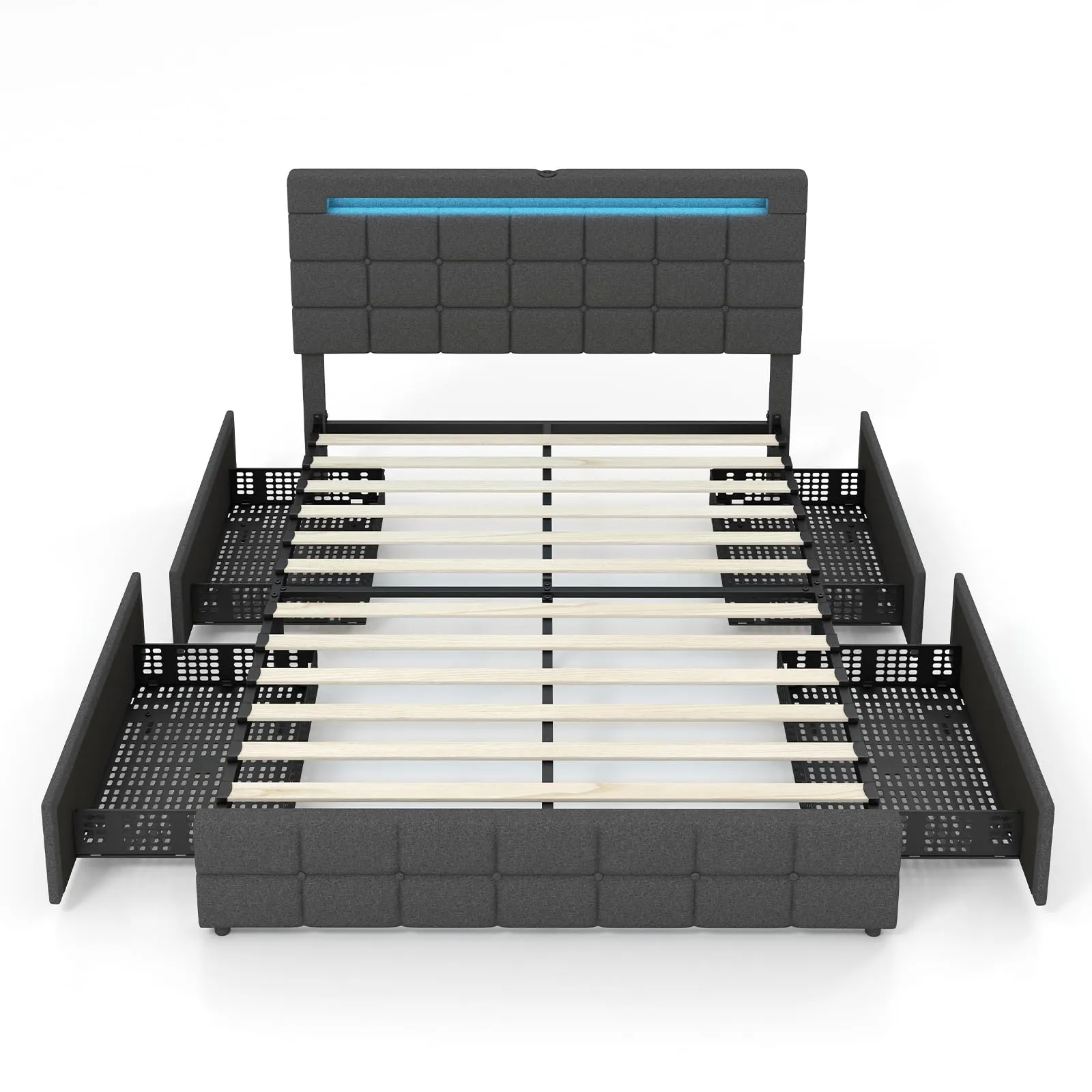 Giantex Bed Frame with LED Lights and 4 Drawers