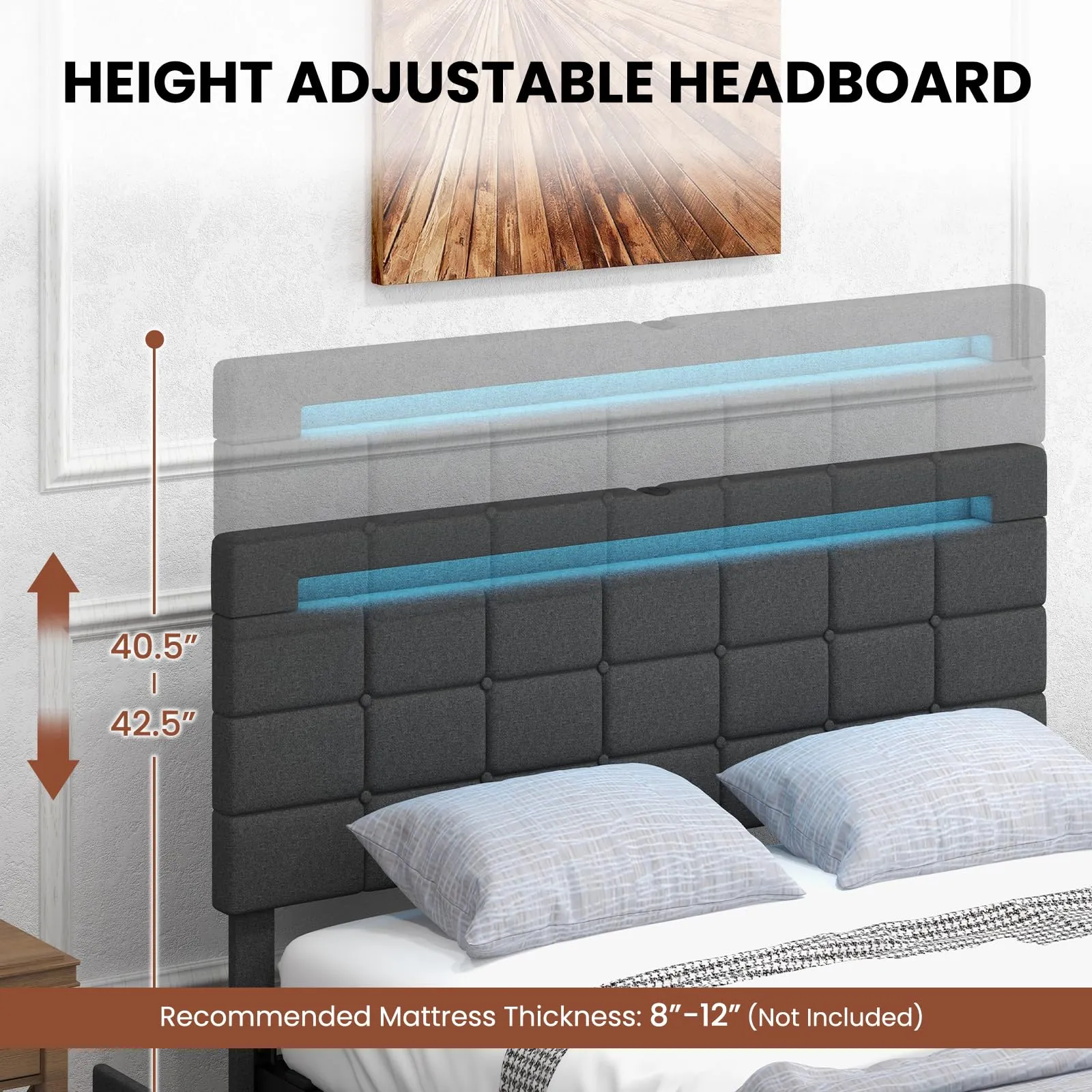 Giantex Bed Frame with LED Lights and 4 Drawers