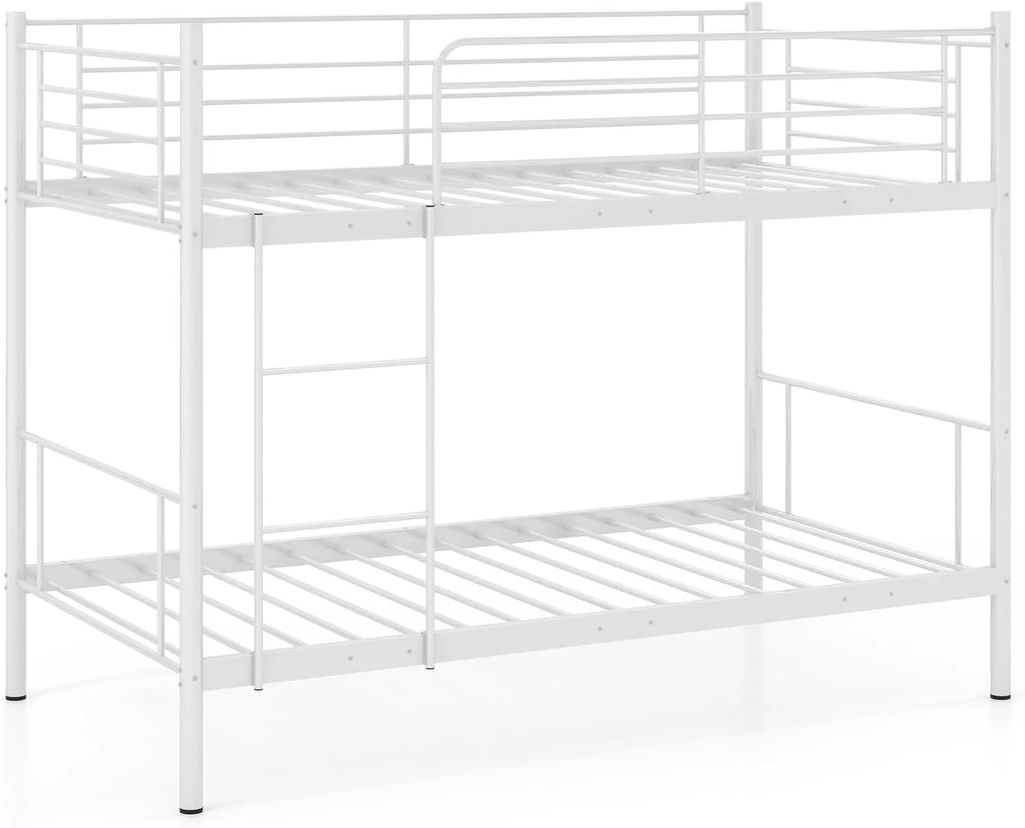 Giantex Bunk Bed Twin Over Twin, Metal Bunk Bed Frame w/Built-in Ladder, Safety Guardrail