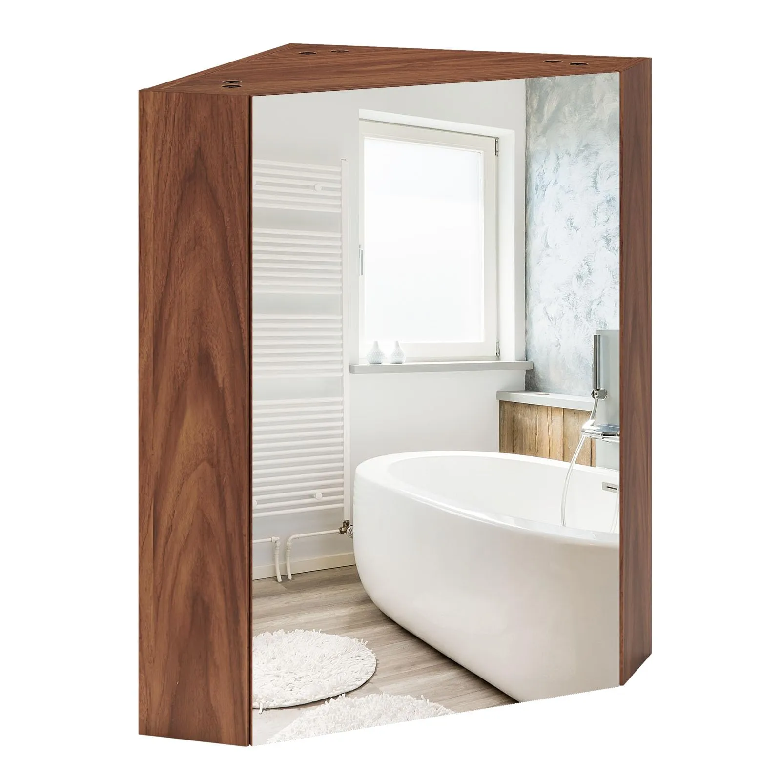 Giantex Corner Medicine Cabinet, 23.5 Over The Toilet Storage Cabinet with Mirror Door, Adjustable Shelf bathroom organizer, toilet brush holder