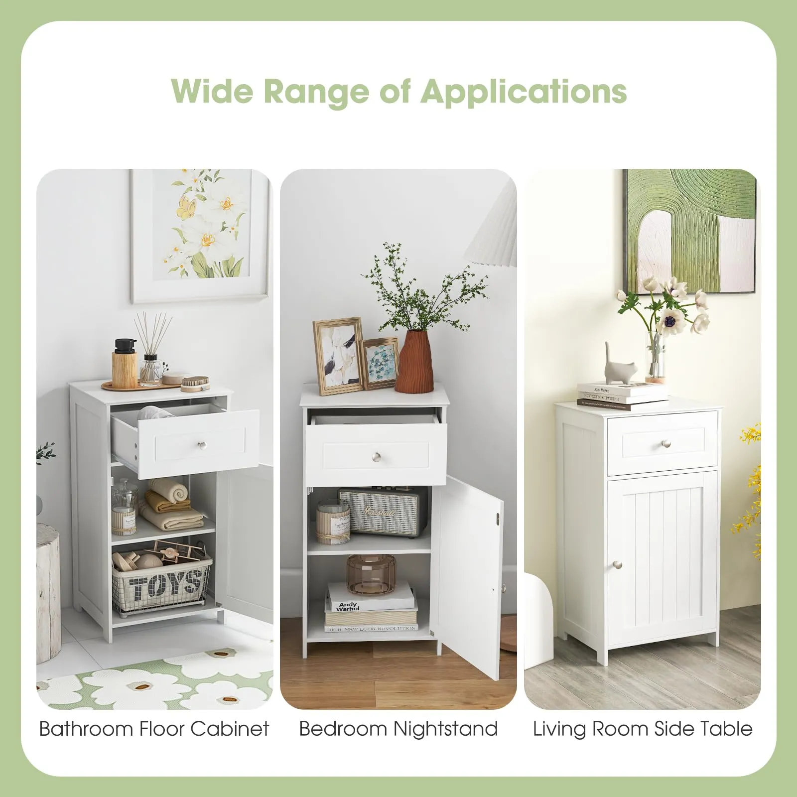 Giantex Floor Bathroom Storage Cabinet Freestanding Cabinet with Drawer